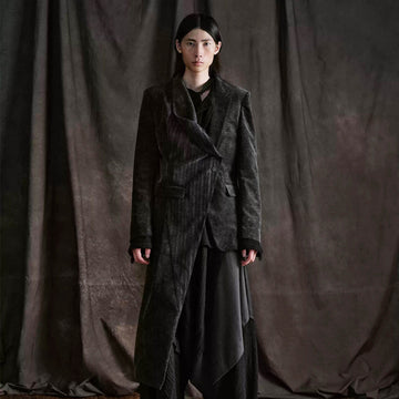 ILNya Nieternite Nifutur Distressed Corduroy Asymmetric Spliced Blazer-Jacket-S(0)-Free Shipping Leatheretro