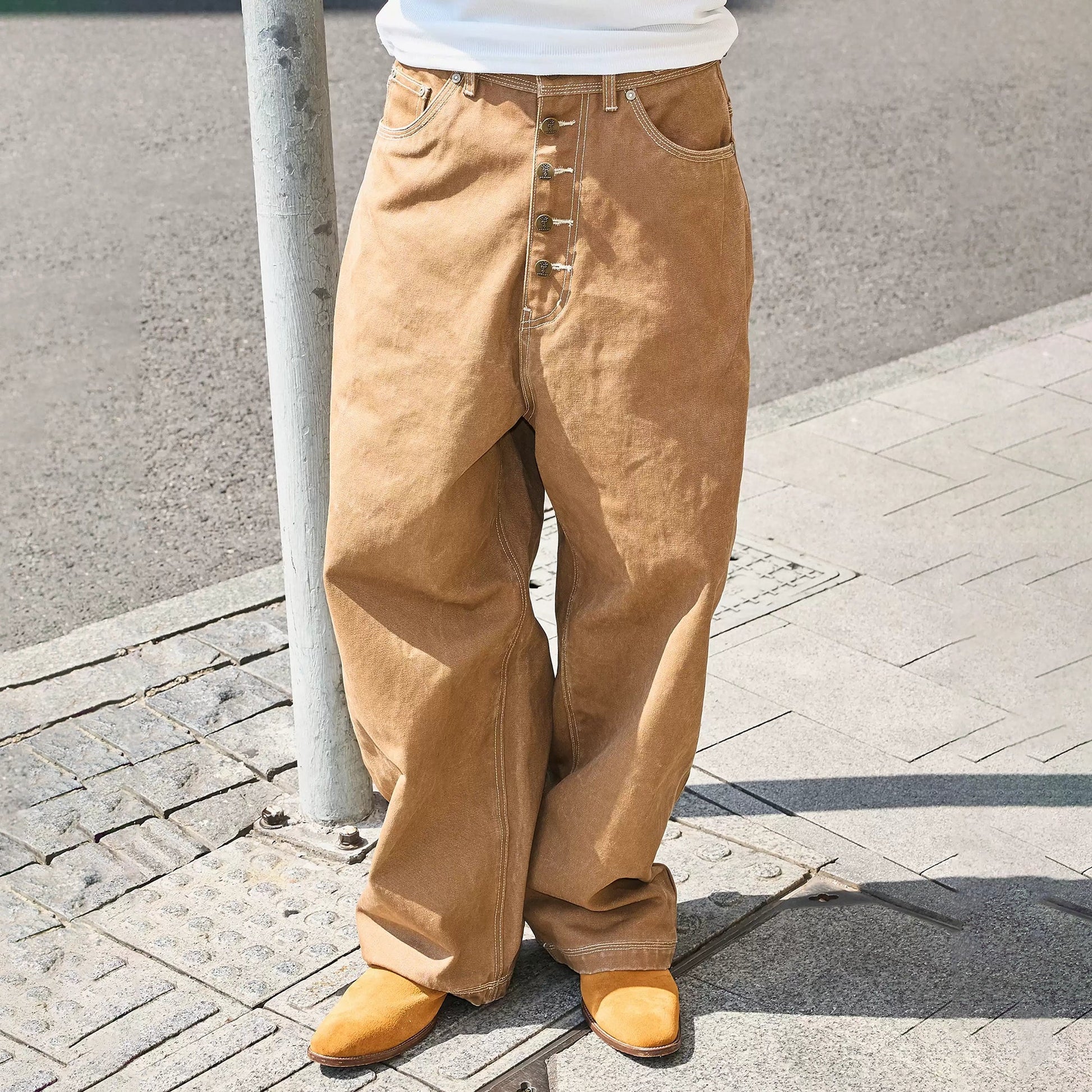 STEEPC Washed Canvas Utility Baggy Pants-Pants-S-Free Shipping Leatheretro