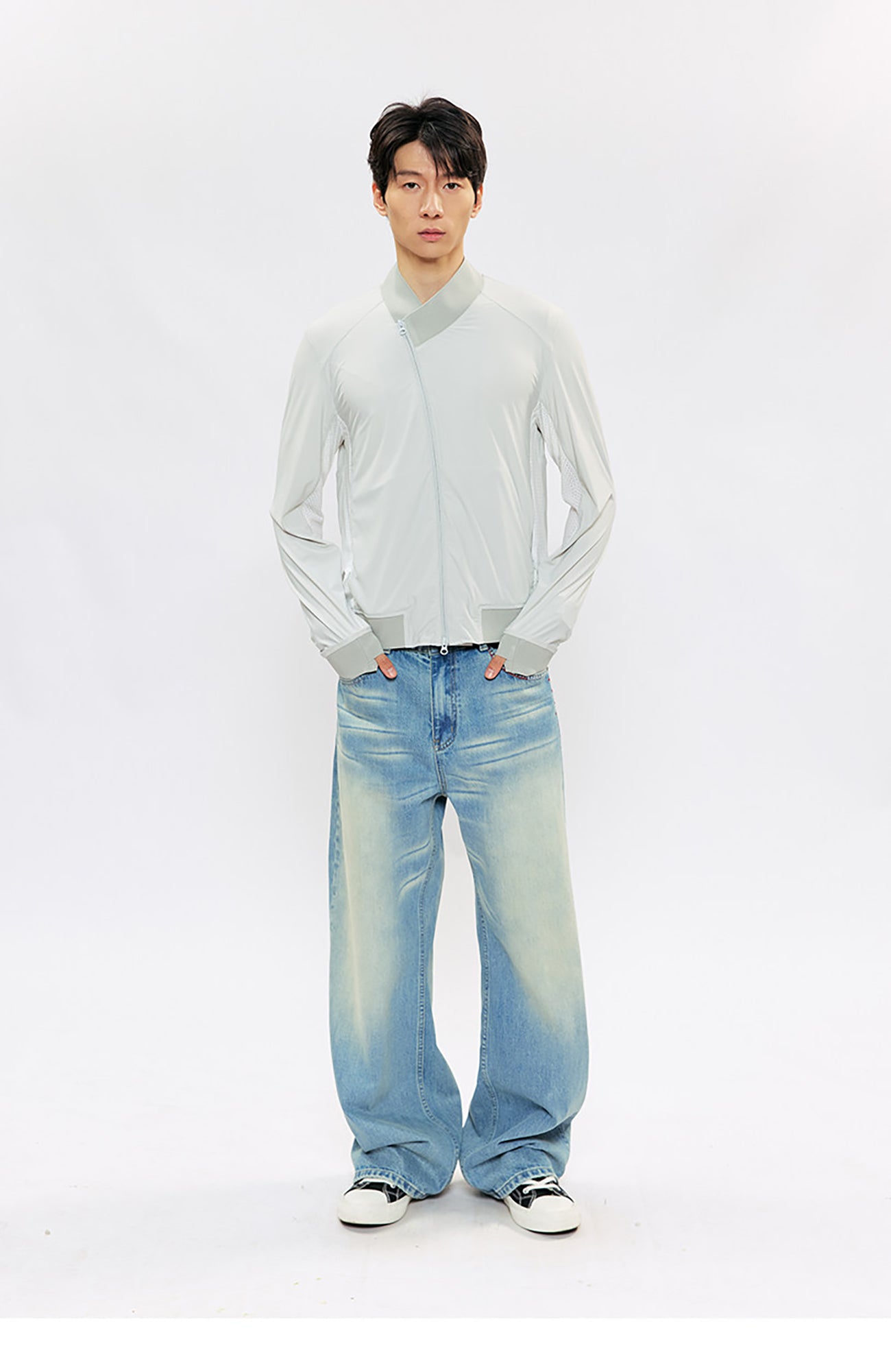 KREATE Asymmetric Zip Slim Sun Shield Jacket-Jacket-S (Preorder)-Gray-Free Shipping Leatheretro