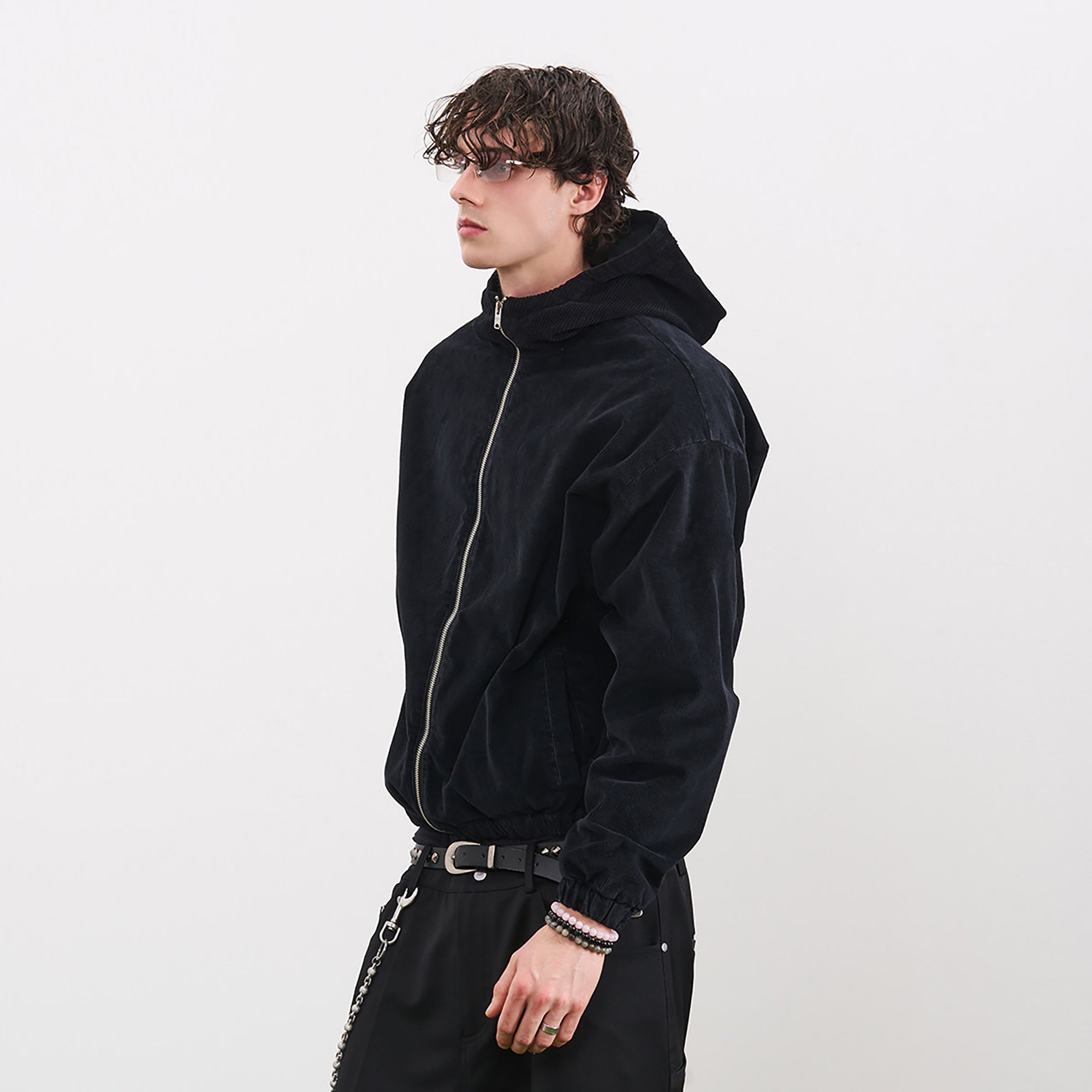 PMW Washed Corduroy Zip-Up Hoodie-Jacket-S-Free Shipping Leatheretro