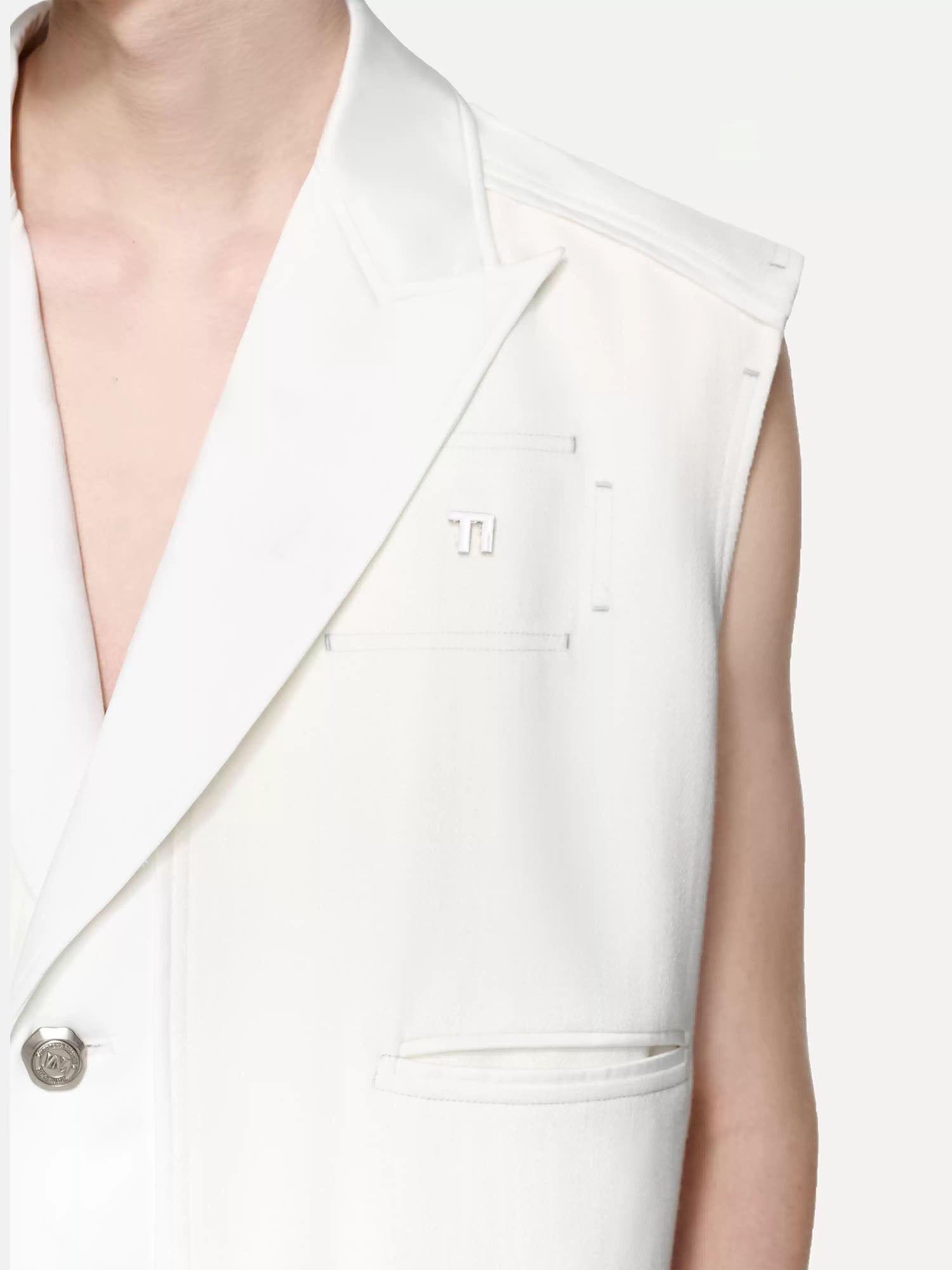 TIWILLTANG Asymmetrical Lapel Vest White-Vest-S (Preorder)-Free Shipping Leatheretro