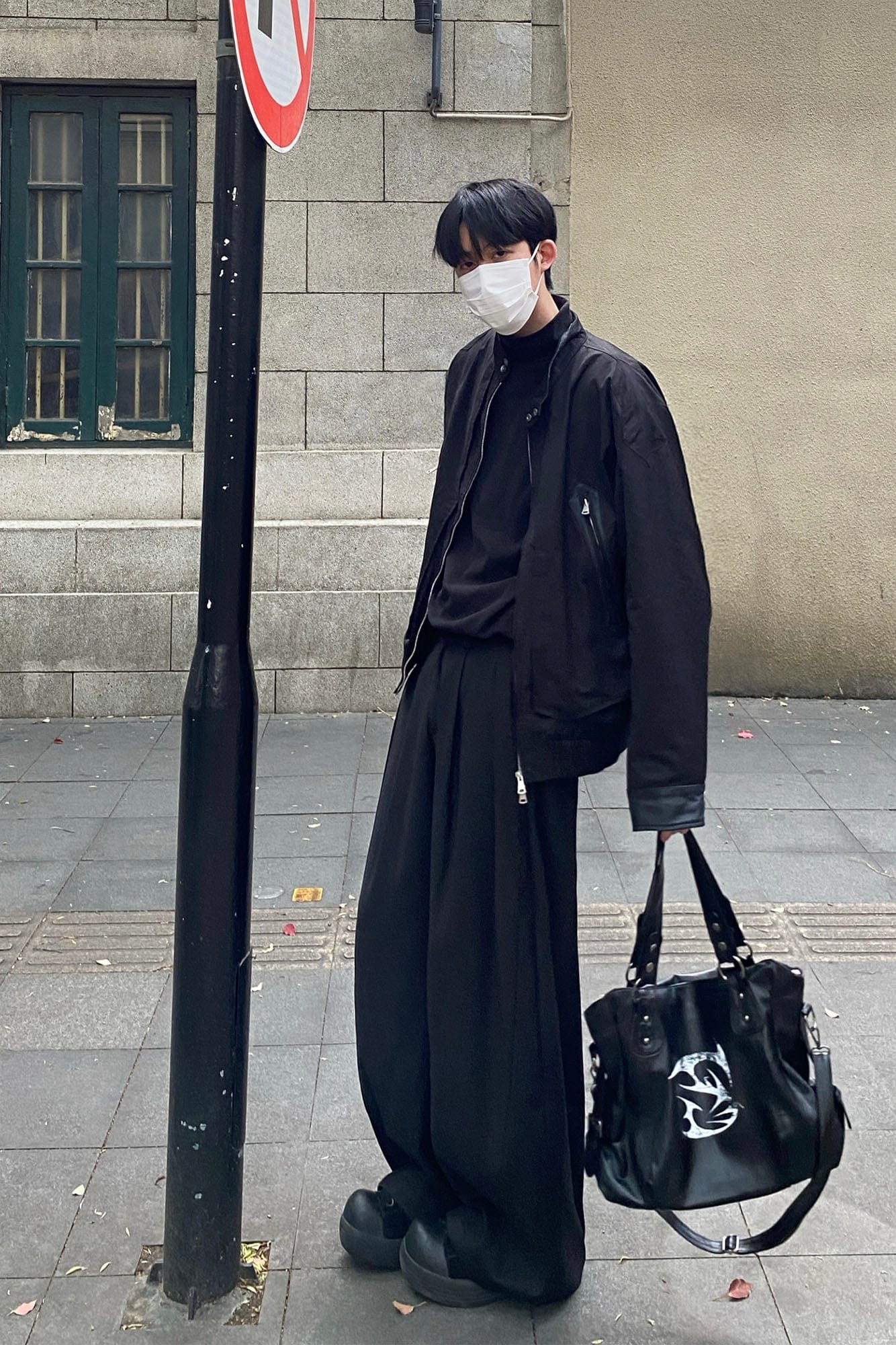 CATSSTAC Leather Panel Stand Collar Jacket-Jacket-M-Free Shipping Leatheretro