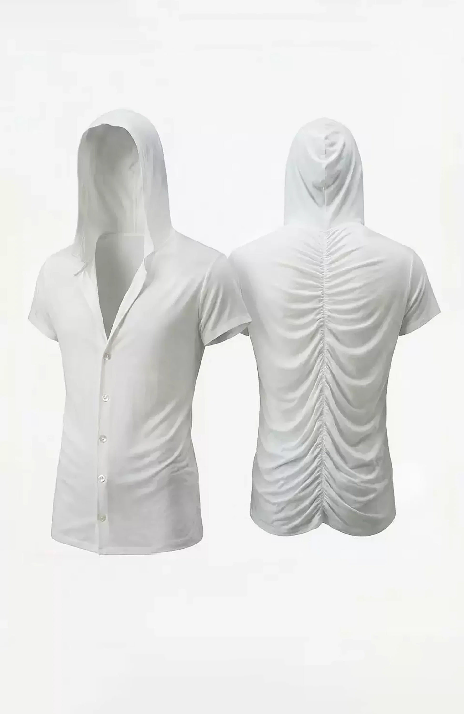 DND4DES Ruched Back Hooded T-Shirt-T Shirt-S (Preorder)-White-Free Shipping Leatheretro