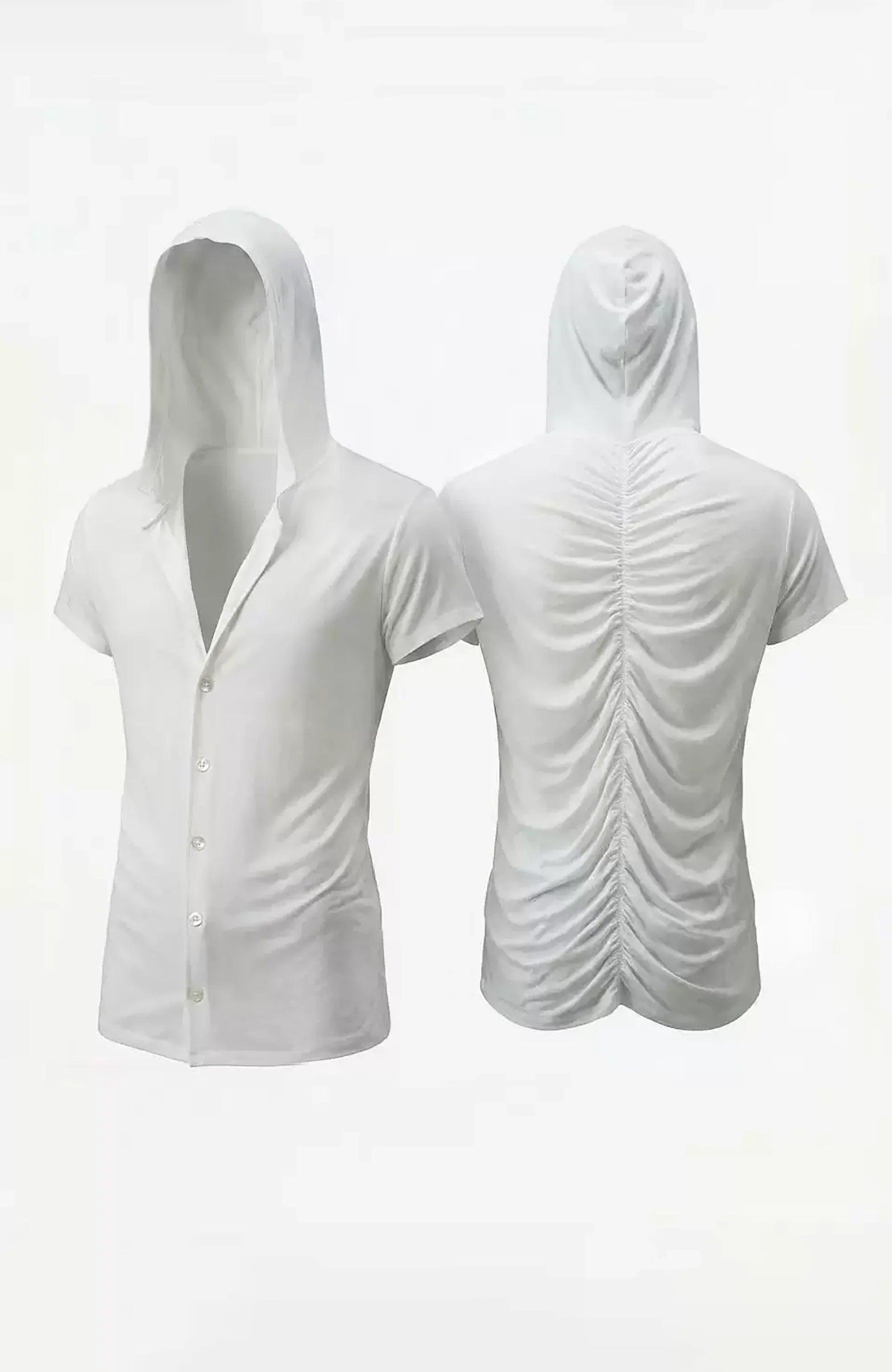 DND4DES Ruched Back Hooded T-Shirt-T Shirt-S (Preorder)-White-Free Shipping Leatheretro