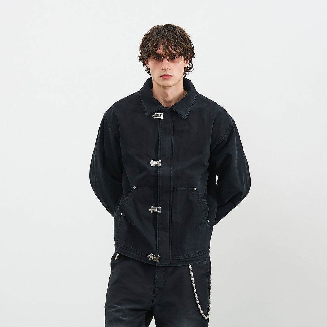 PMW Washed Cotton Buckle-Front Jacket-Jacket-S-Free Shipping Leatheretro