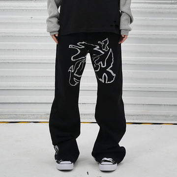 VINKID Flock of Doves Graphic Jeans-Jeans-S-Free Shipping Leatheretro