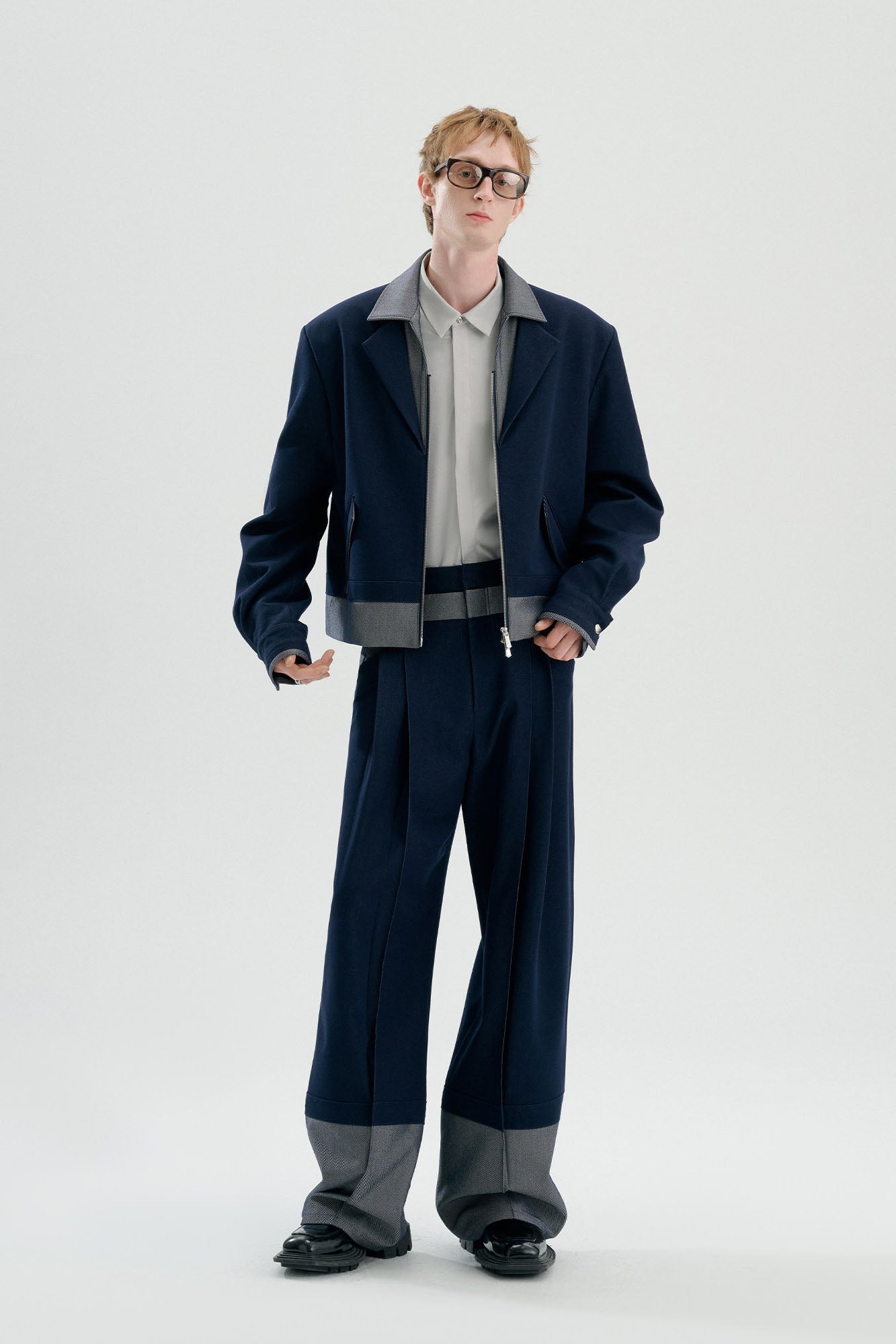 TIWILLTANG Pleats Contrast-Hem Raw Jeans-Jeans-S-Free Shipping Leatheretro