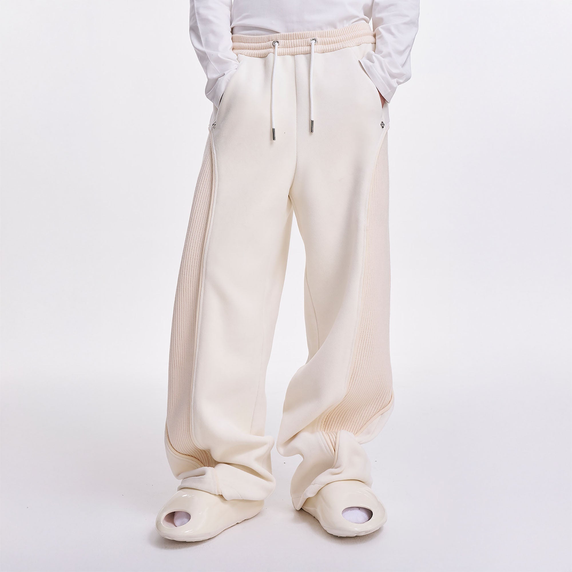 TIWILLTANG Ribbed Contrast Panel Oversized Sweatpants