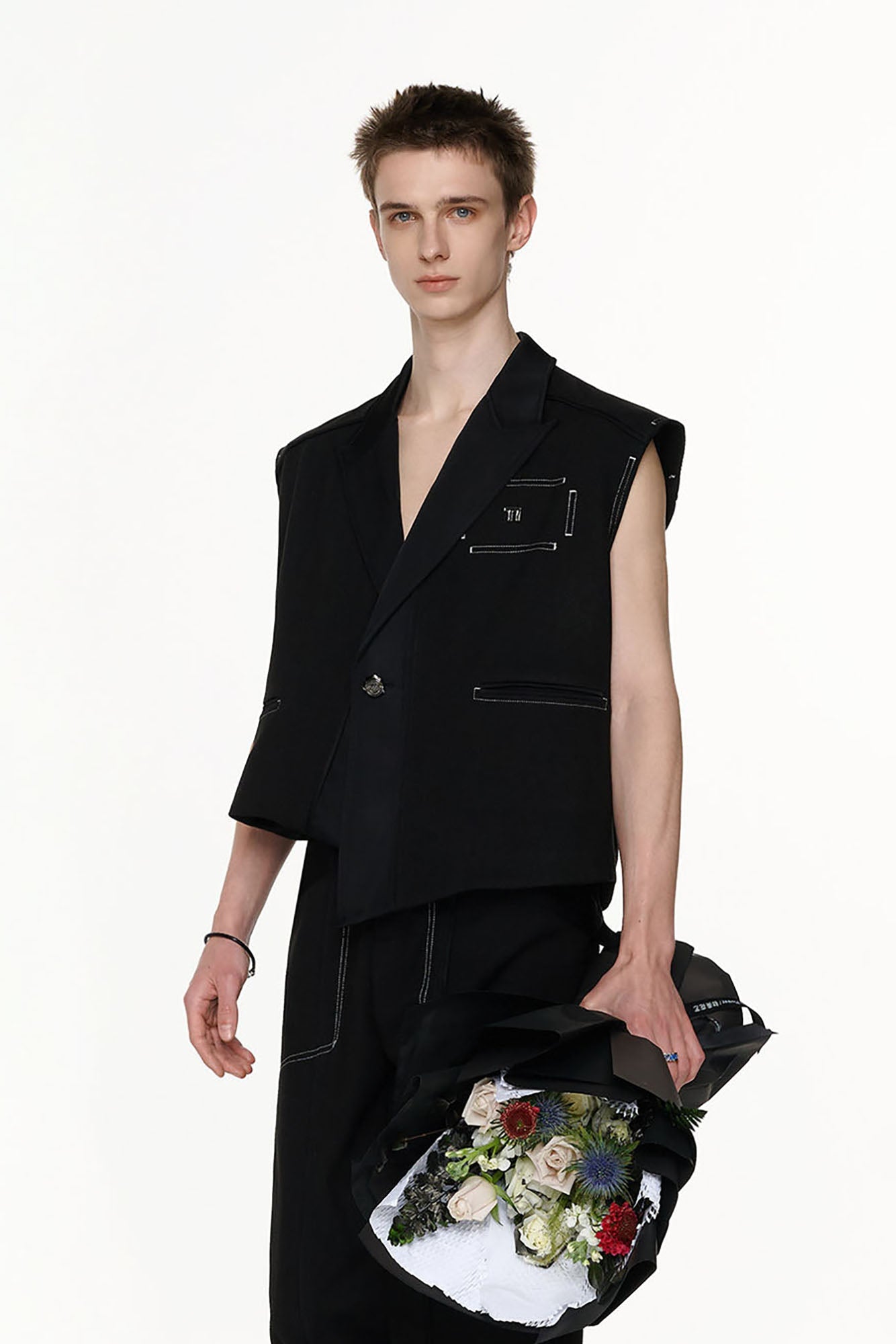 TIWILLTANG Asymmetrical Lapel Vest Black-Vest-S (Preorder)-Free Shipping Leatheretro