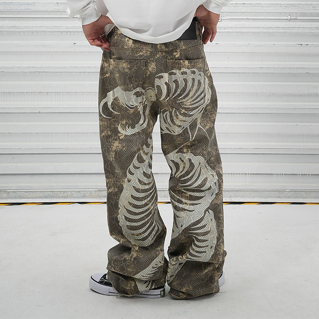 VINKID Snakeskin Waxed Baggy Pants-Pants-S-Free Shipping Leatheretro