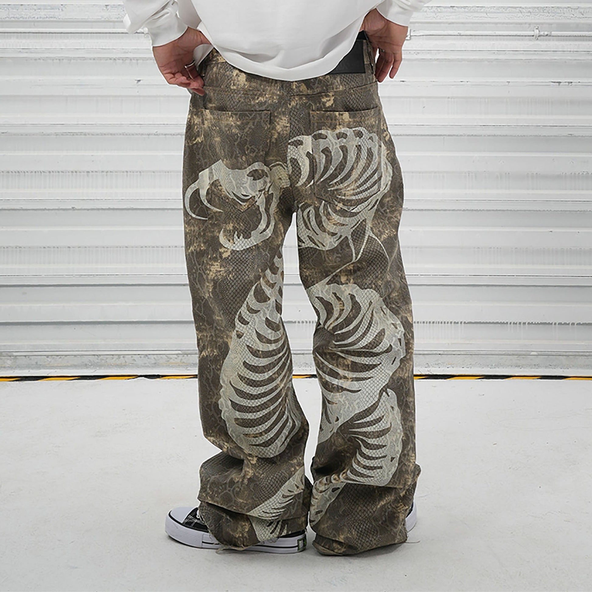 VINKID Snakeskin Waxed Baggy Pants-Pants-S-Free Shipping Leatheretro