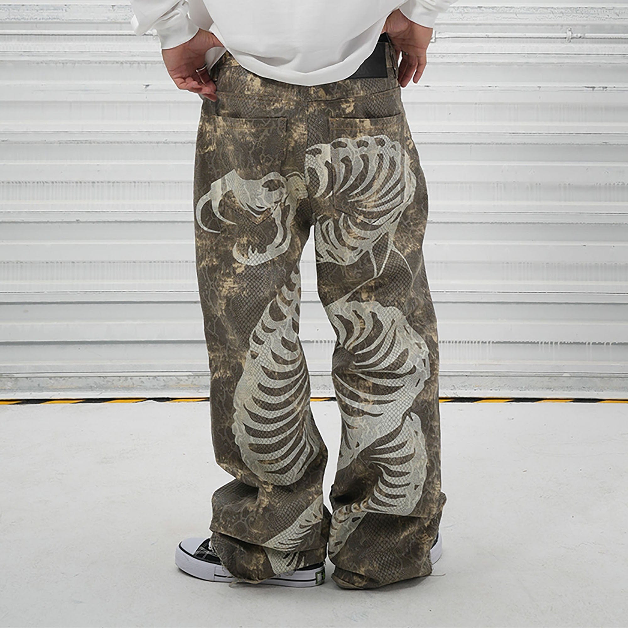 VINKID Snakeskin Waxed Baggy Pants-Pants-S-Free Shipping Leatheretro