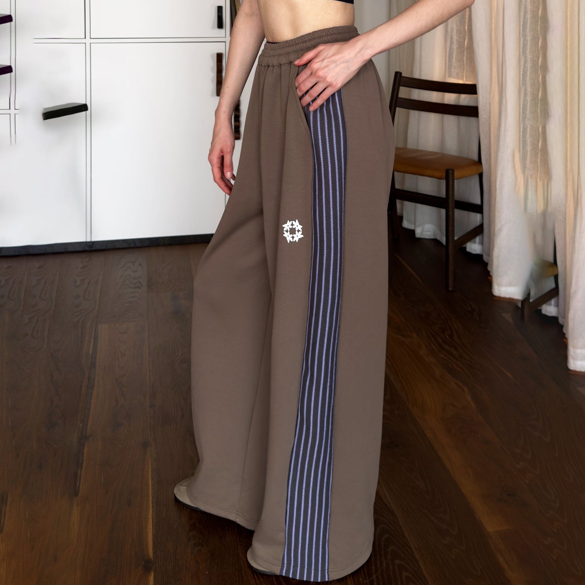 MIICHOUS Contrast Stripes Panel Pants-Pants-S (Preorder)-Black-Free Shipping Leatheretro