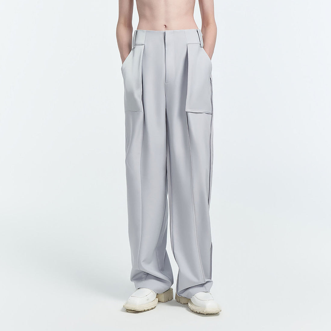 TIWILLTANG Satin Panel Straight-Leg Pants