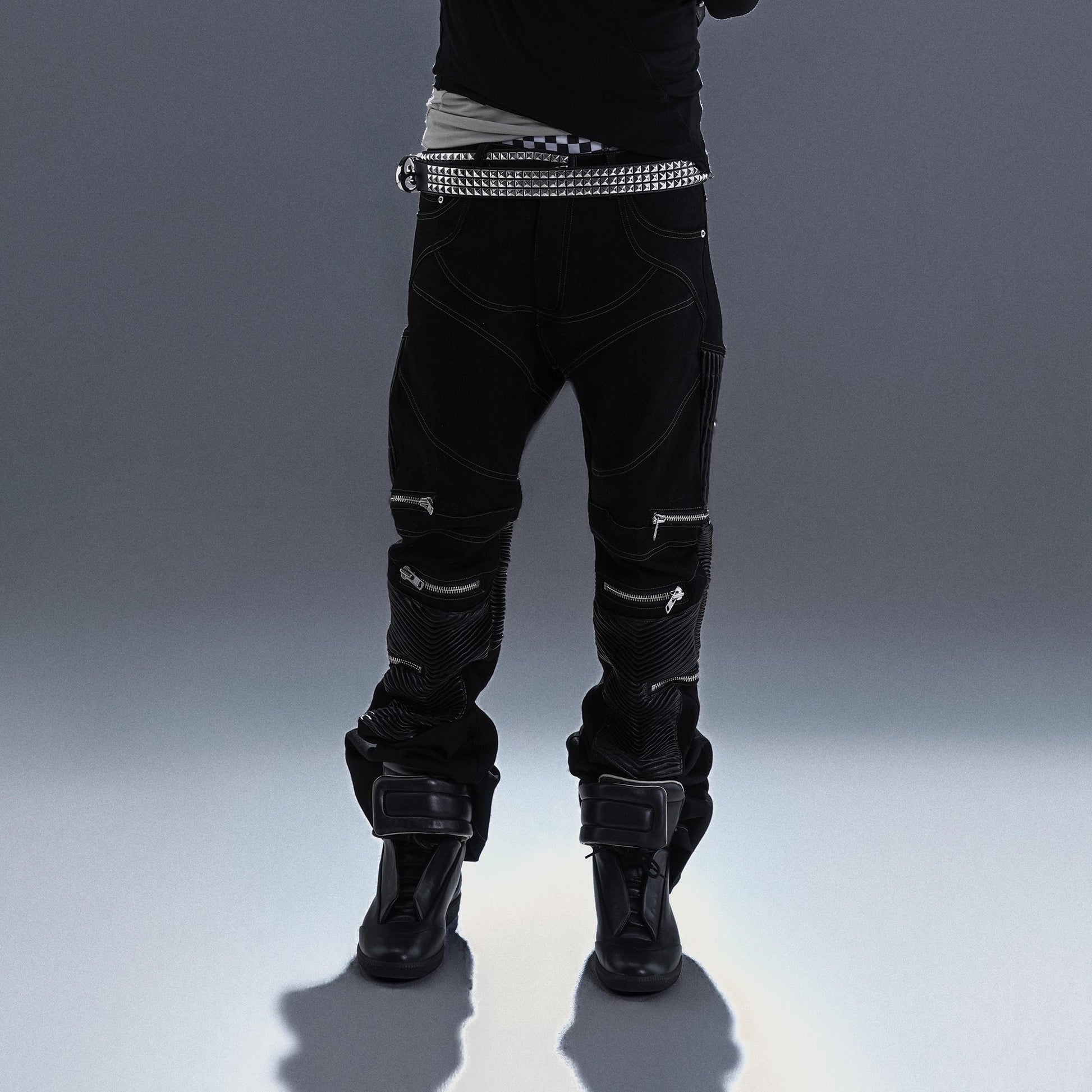 PCCVISION Multi-Zip Stitched Slim Pants-Pants-XS-Free Shipping Leatheretro