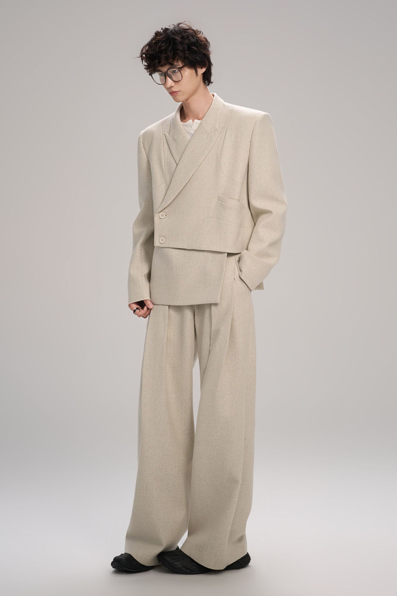 TIWILLTANG Classic Pleats Wool-Blend Wide-Leg Pants-Pants-XS-Beige-Free Shipping Leatheretro
