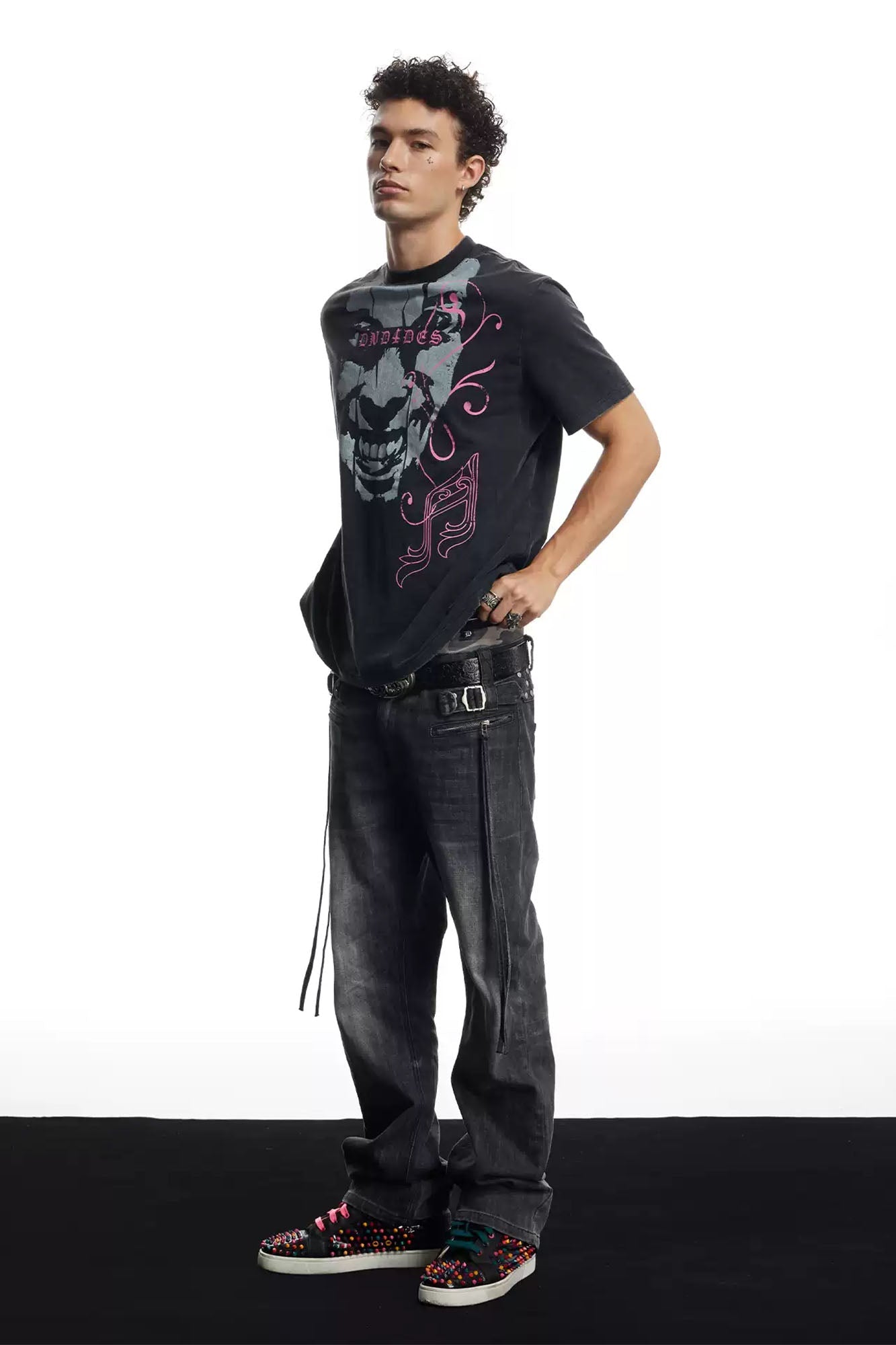 DND4DES Washed Punk Graphic T-Shirt-T Shirt-S-Free Shipping Leatheretro