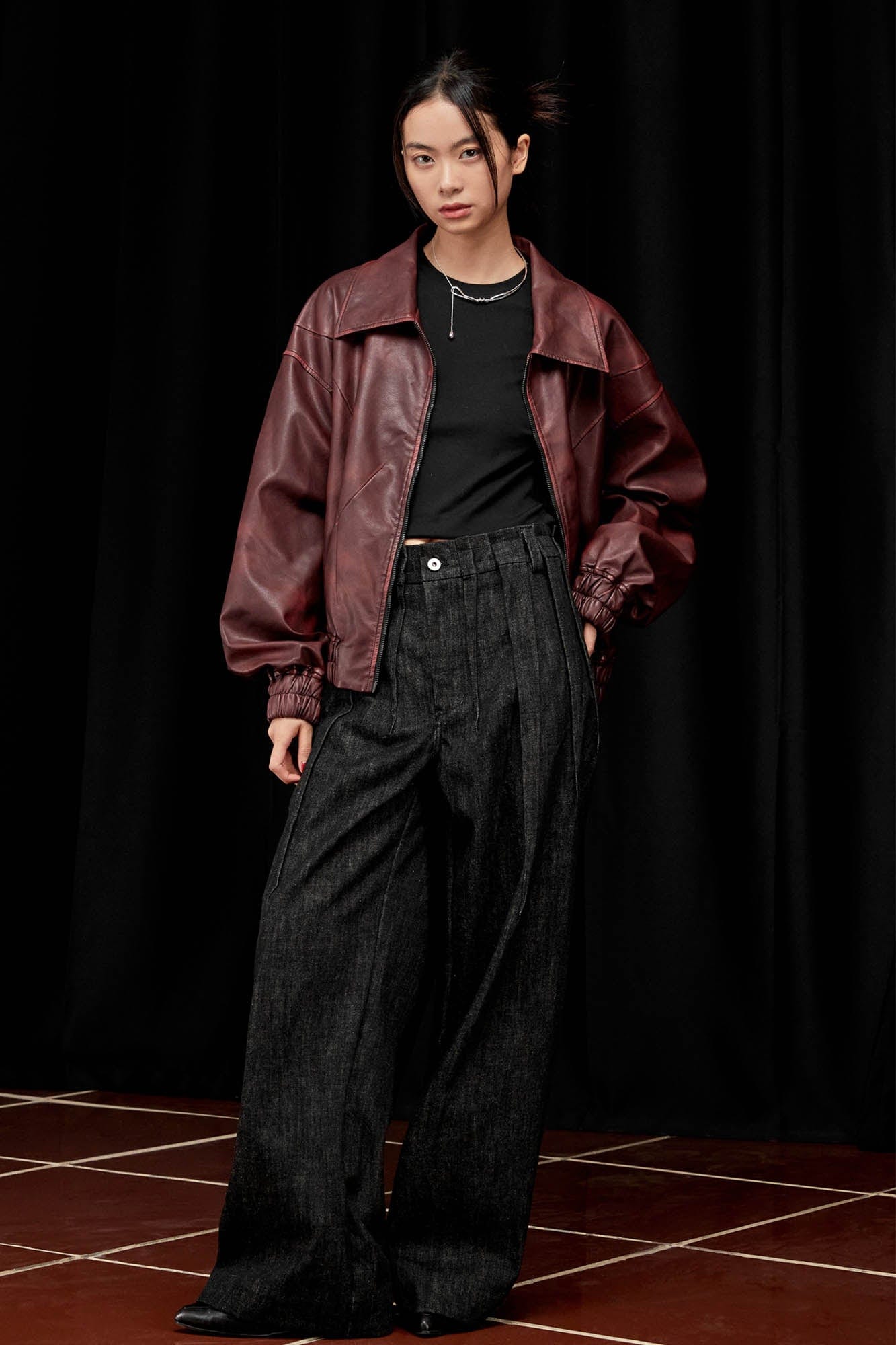 ALVNG AR ANTS Retro Distressed Spliced PU Jacket-Jacket-S-Red-Free Shipping Leatheretro