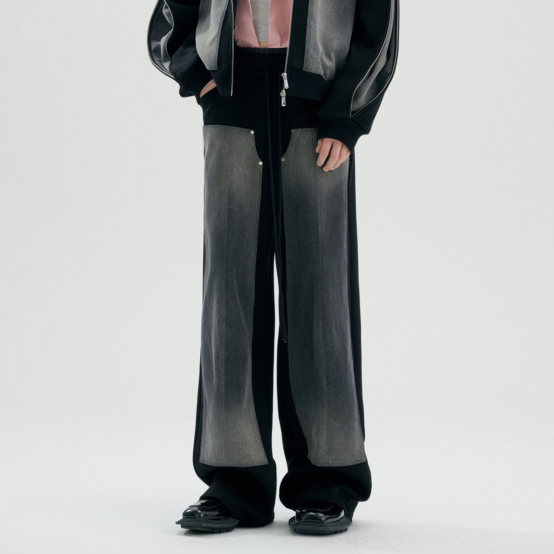 TIWILLTANG Double-Knee Washed Panel Pants-Pants-S-Free Shipping Leatheretro