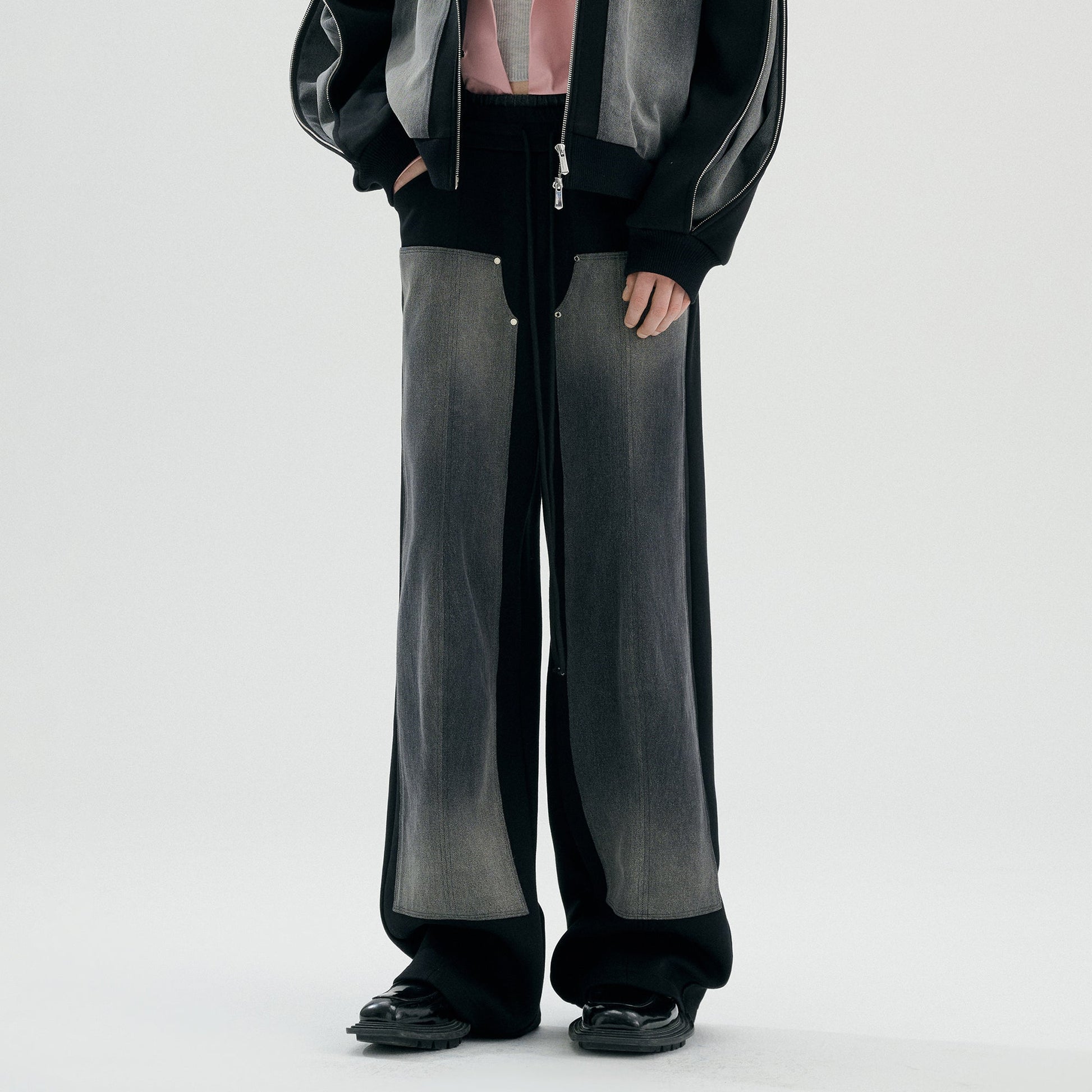 TIWILLTANG Double-Knee Washed Panel Pants-Pants-S-Free Shipping Leatheretro