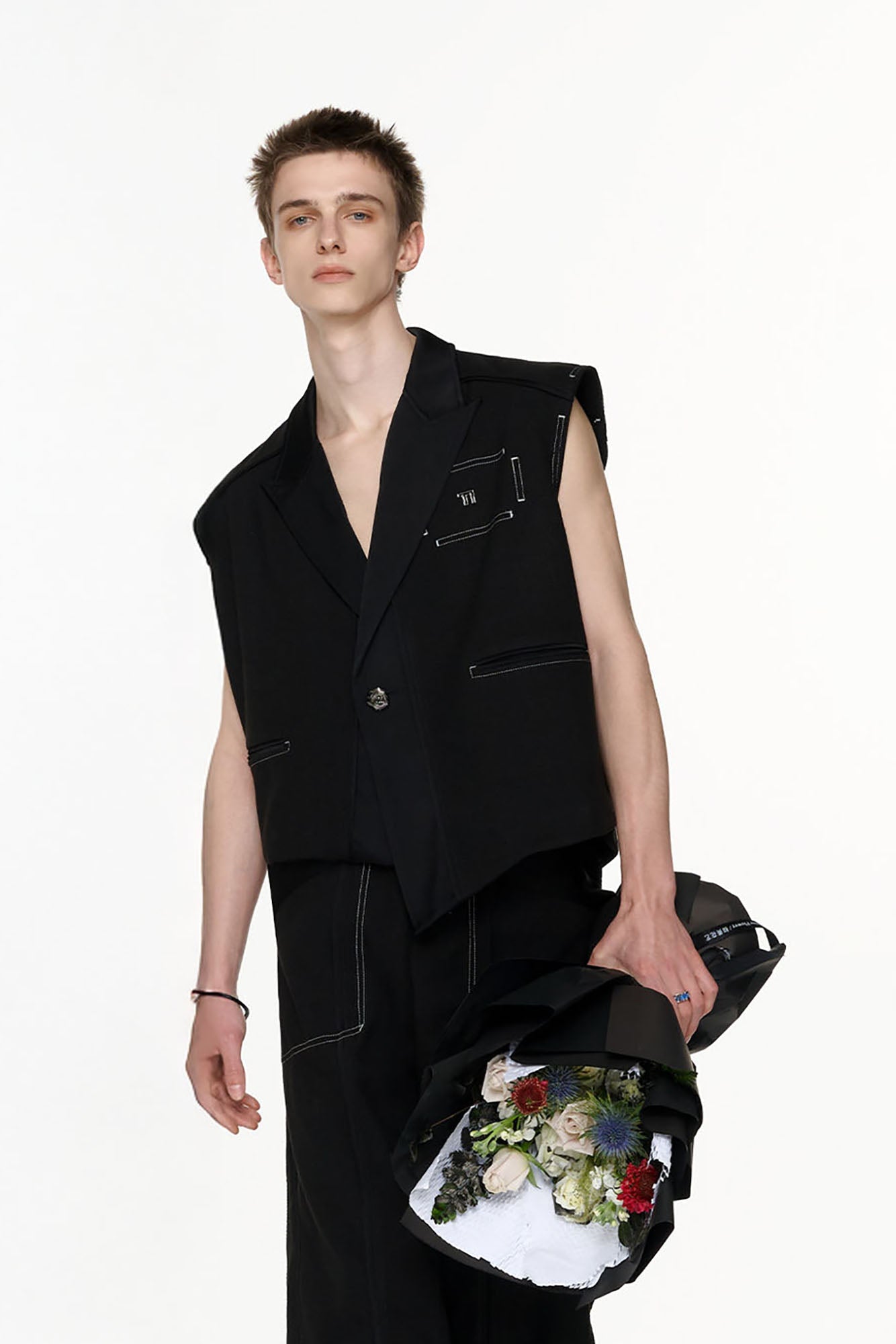 TIWILLTANG Asymmetrical Lapel Vest Black-Vest-S (Preorder)-Free Shipping Leatheretro
