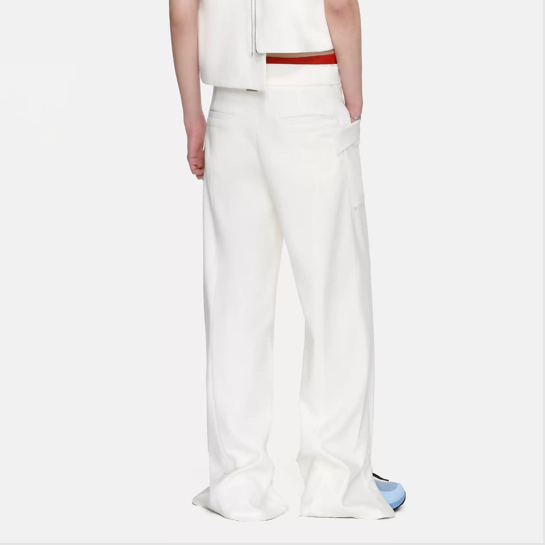 TIWILLTANG Paneled Zipper-Hem Wide-Leg Pants White-Pants-S (Preorder)-Free Shipping Leatheretro