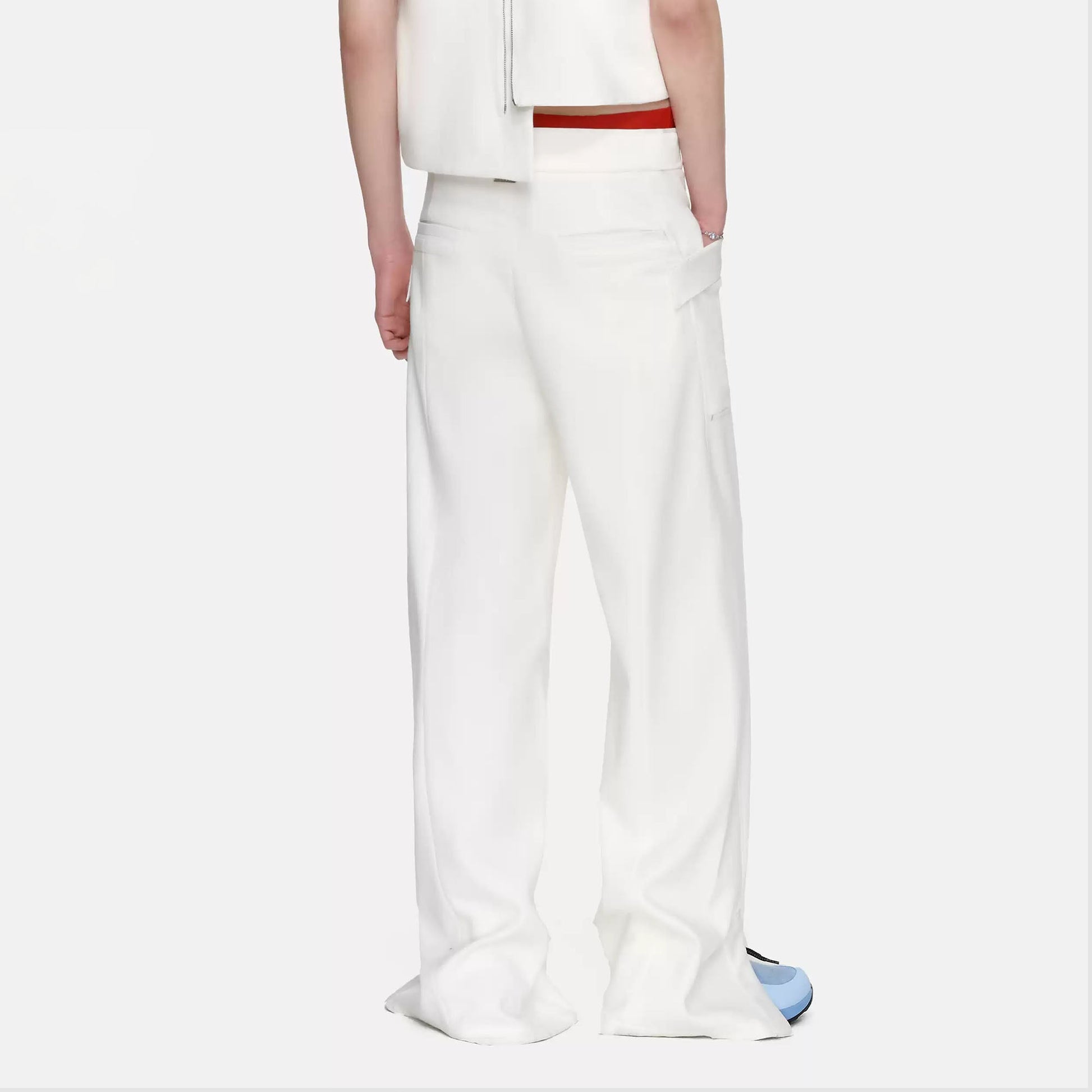 TIWILLTANG Paneled Zipper-Hem Wide-Leg Pants White-Pants-S (Preorder)-Free Shipping Leatheretro