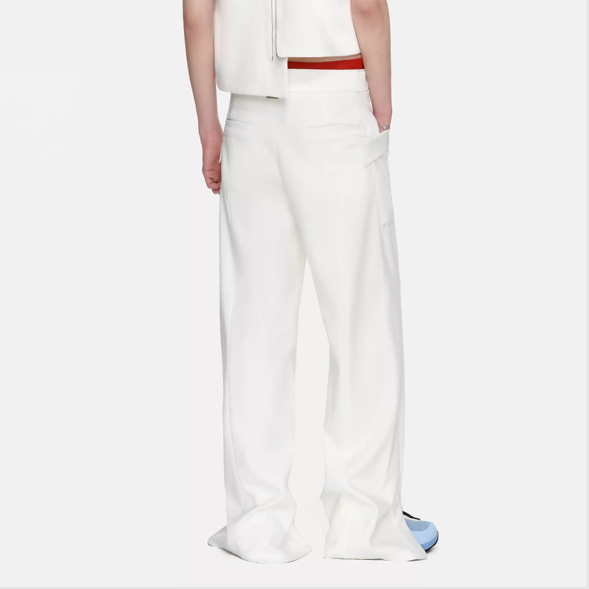 TIWILLTANG Paneled Zipper-Hem Wide-Leg Pants White-Pants-S (Preorder)-Free Shipping Leatheretro