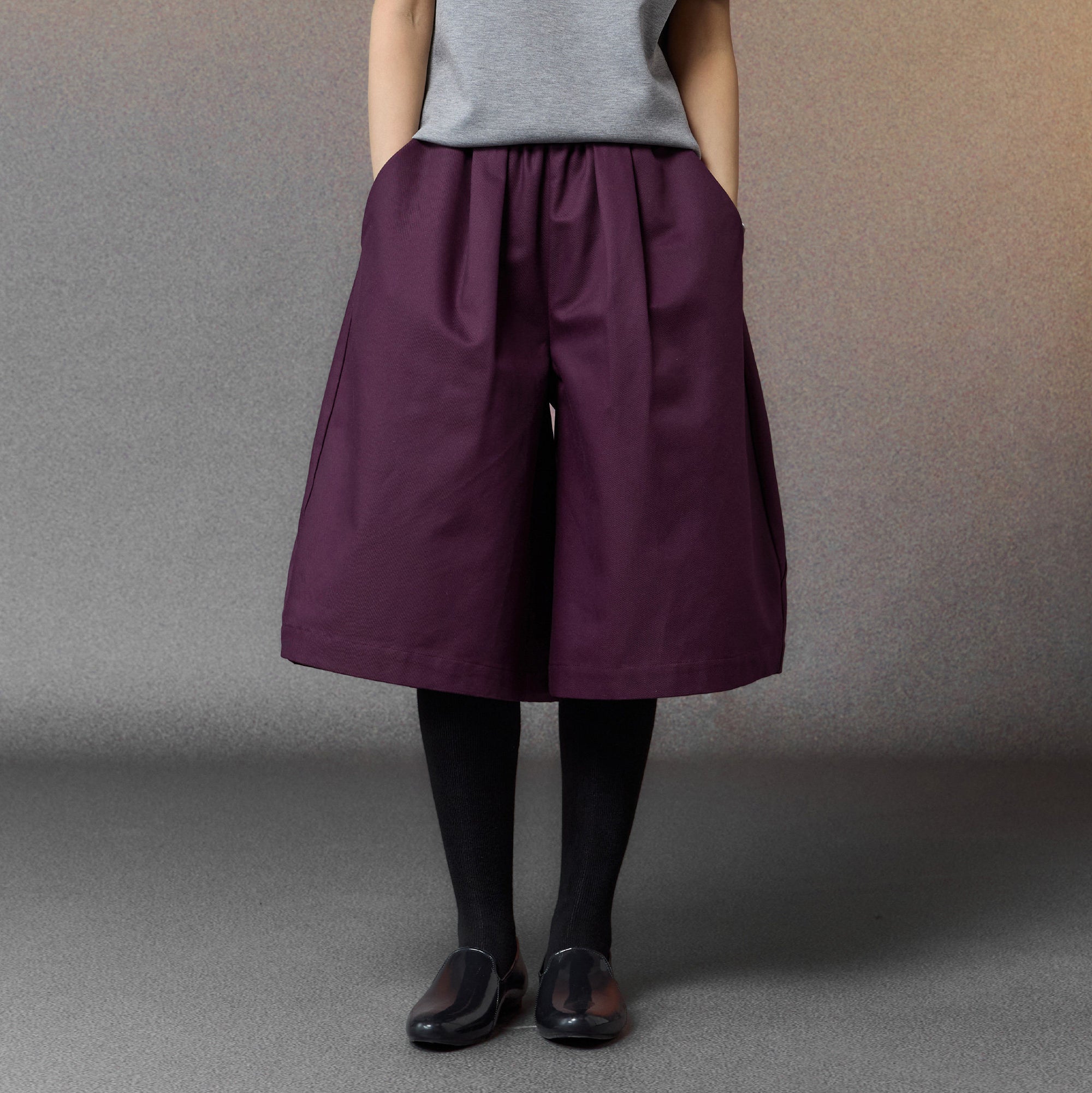 ALVNG AR ANTS Pleated Balloon Shorts-Shorts-S-Purple-Free Shipping Leatheretro