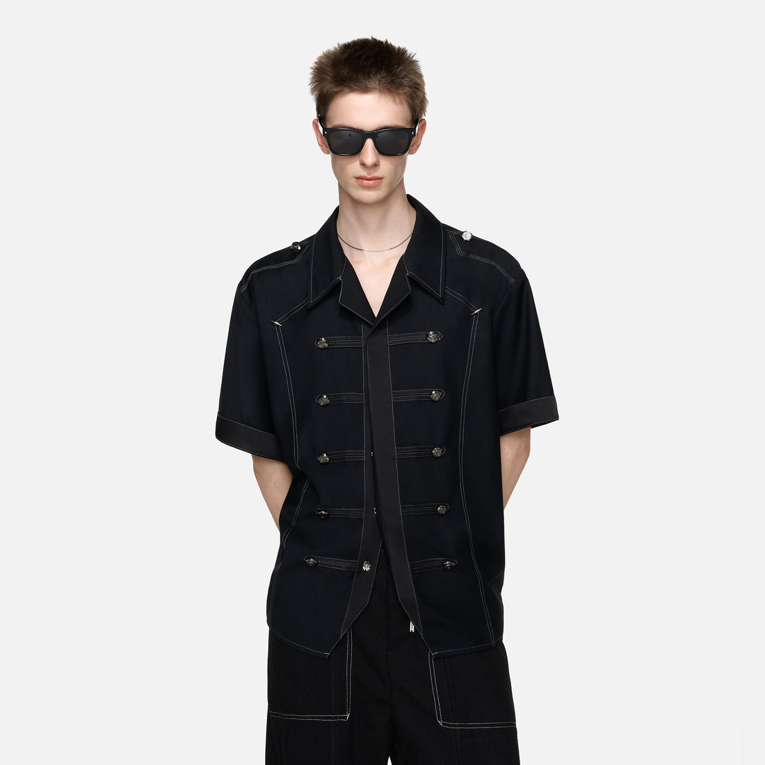 TIWILLTANG Napoleon Cuban Half Shirt-Half shirt-S-Free Shipping Leatheretro