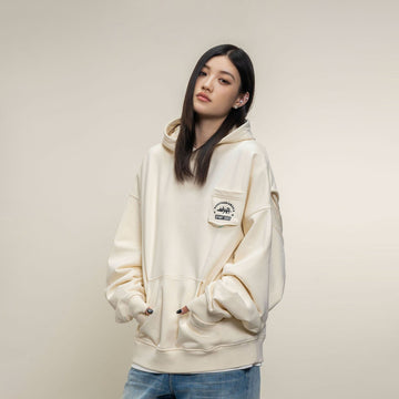 MAKEMORE Faux-Layer Embroidered Pocket Hoodie-Hoodie-S-Beige-Free Shipping Leatheretro