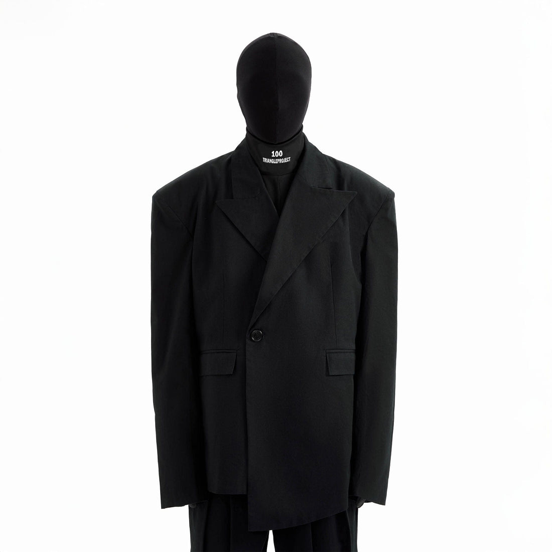 TRIANGLE PROJECT Asymmetrical Padded-Shoulder Oversized Blazer-Jacket-S-Free Shipping Leatheretro