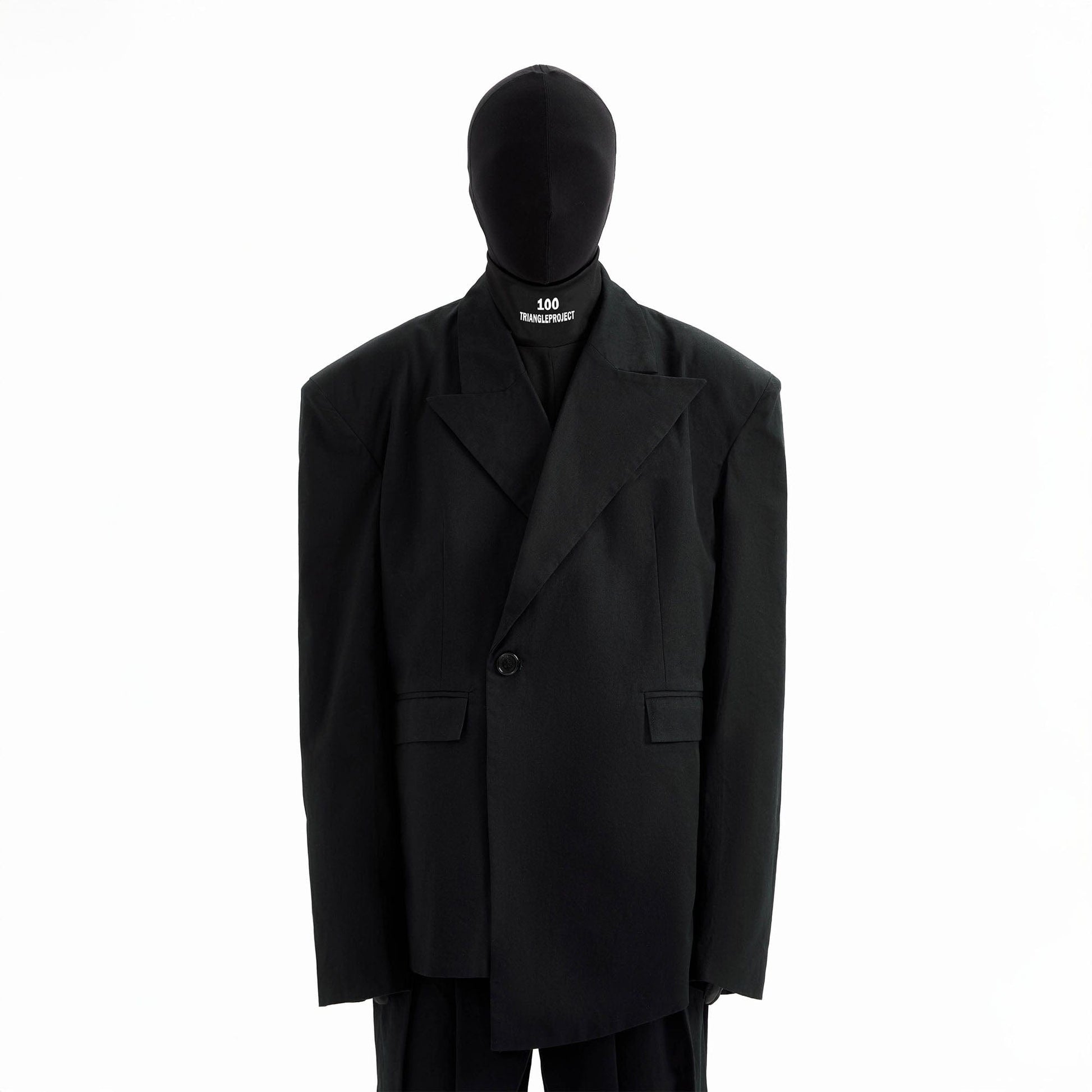 TRIANGLE PROJECT Asymmetrical Padded-Shoulder Oversized Blazer-Jacket-S-Free Shipping Leatheretro