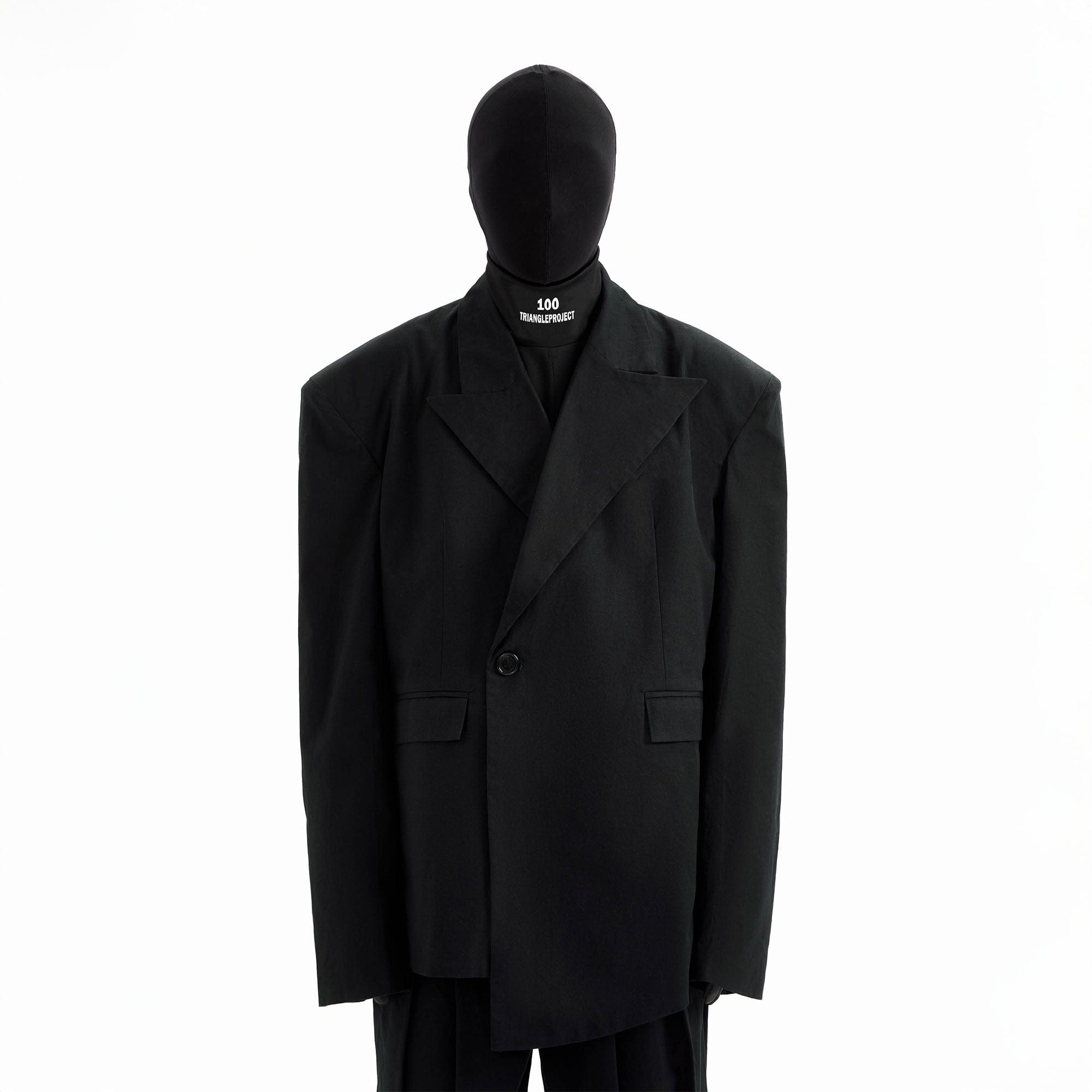 TRIANGLE PROJECT Asymmetrical Padded-Shoulder Oversized Blazer-Jacket-S-Free Shipping Leatheretro