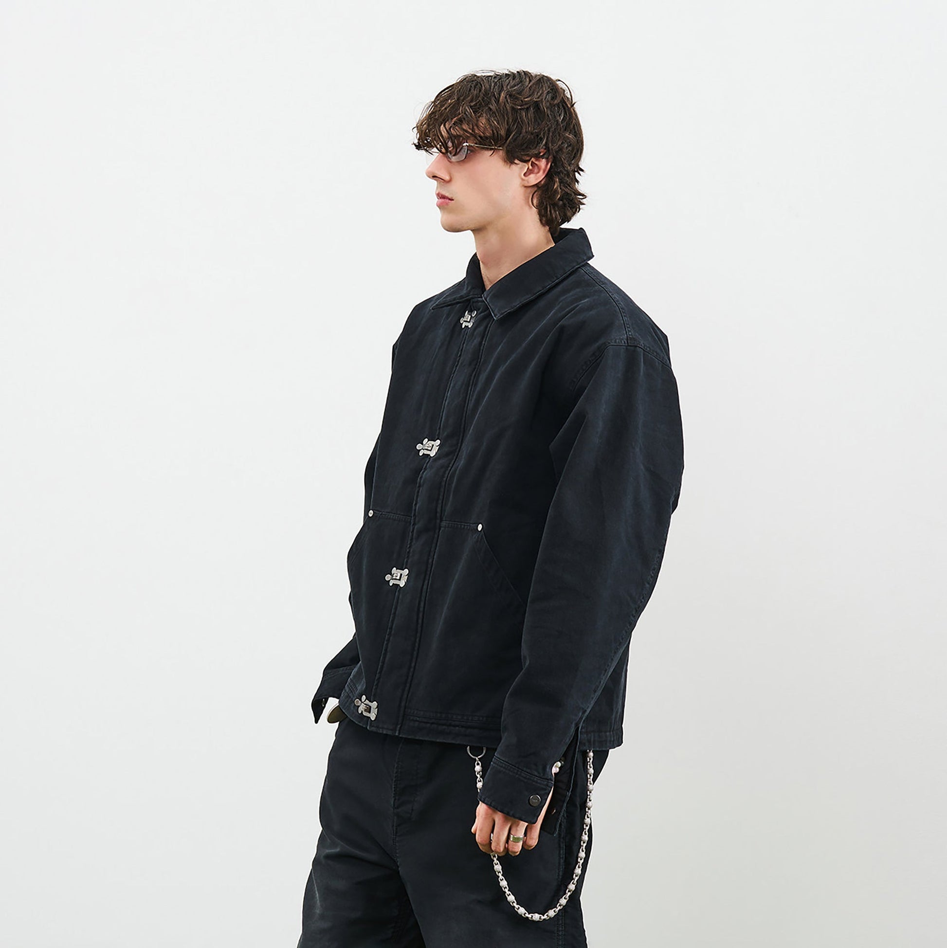 PMW Washed Cotton Buckle-Front Jacket-Jacket-S-Free Shipping Leatheretro