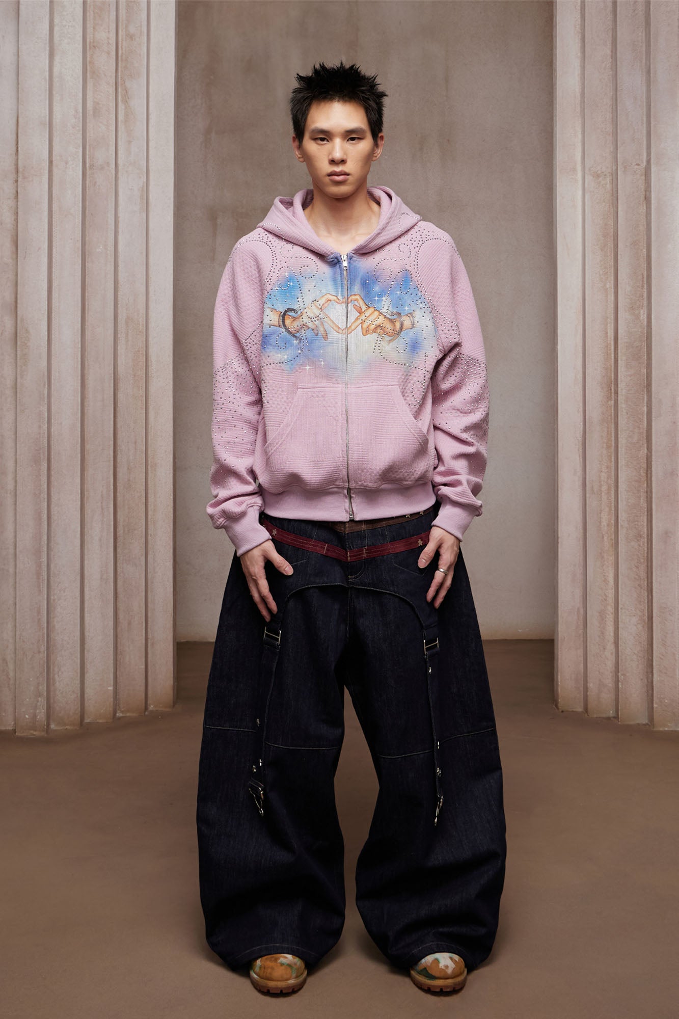 DND4DES Diamond Airbrush Zip-Up Hoodie-Jacket-S-Black-Free Shipping Leatheretro