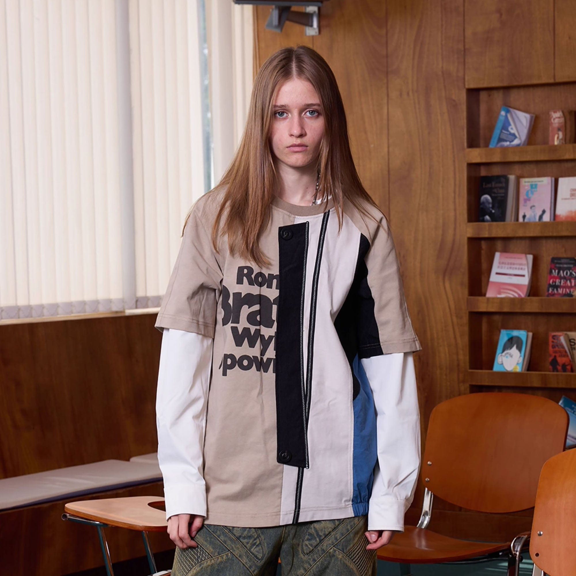 ERROR CODE ROBOT Multi-Patchwork Elastic Hem T-Shirt-T Shirt-S-Free Shipping Leatheretro