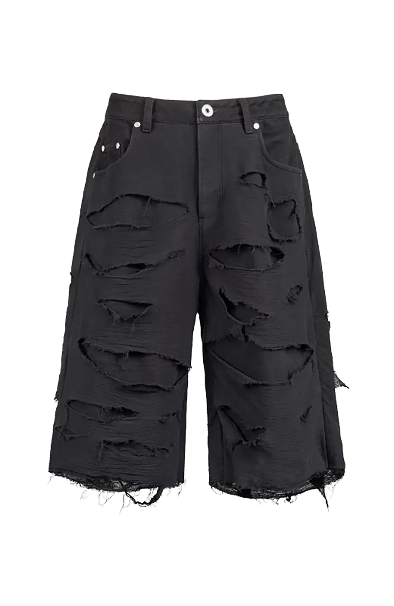 UNDERWATER Distressed Raw Edge Denim Shorts-Shorts-S-Free Shipping Leatheretro