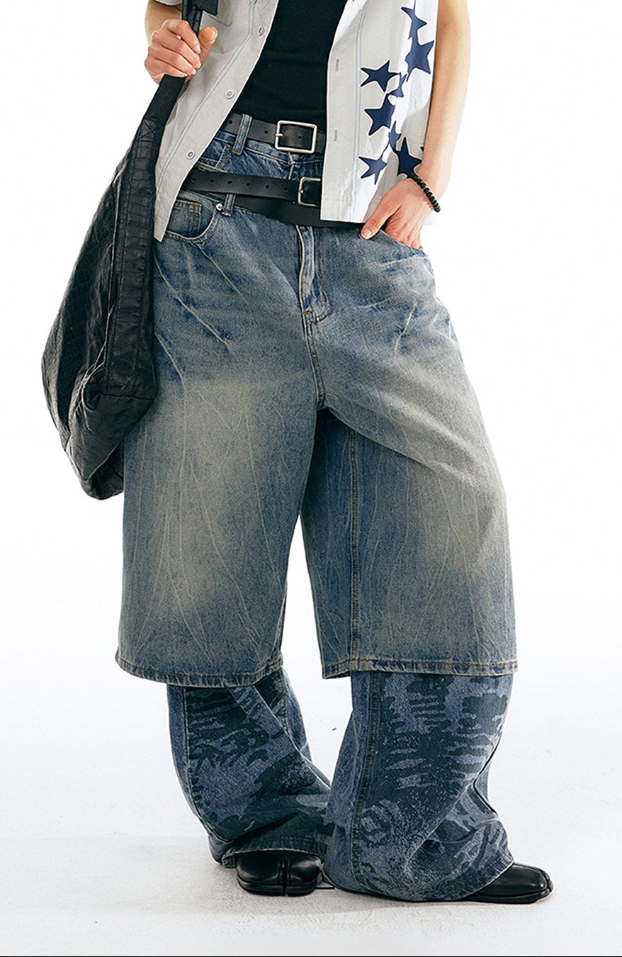 1997 POSTOFFICE Washed Wide-Leg Denim Shorts-Shorts-S (Preorder)-Free Shipping Leatheretro