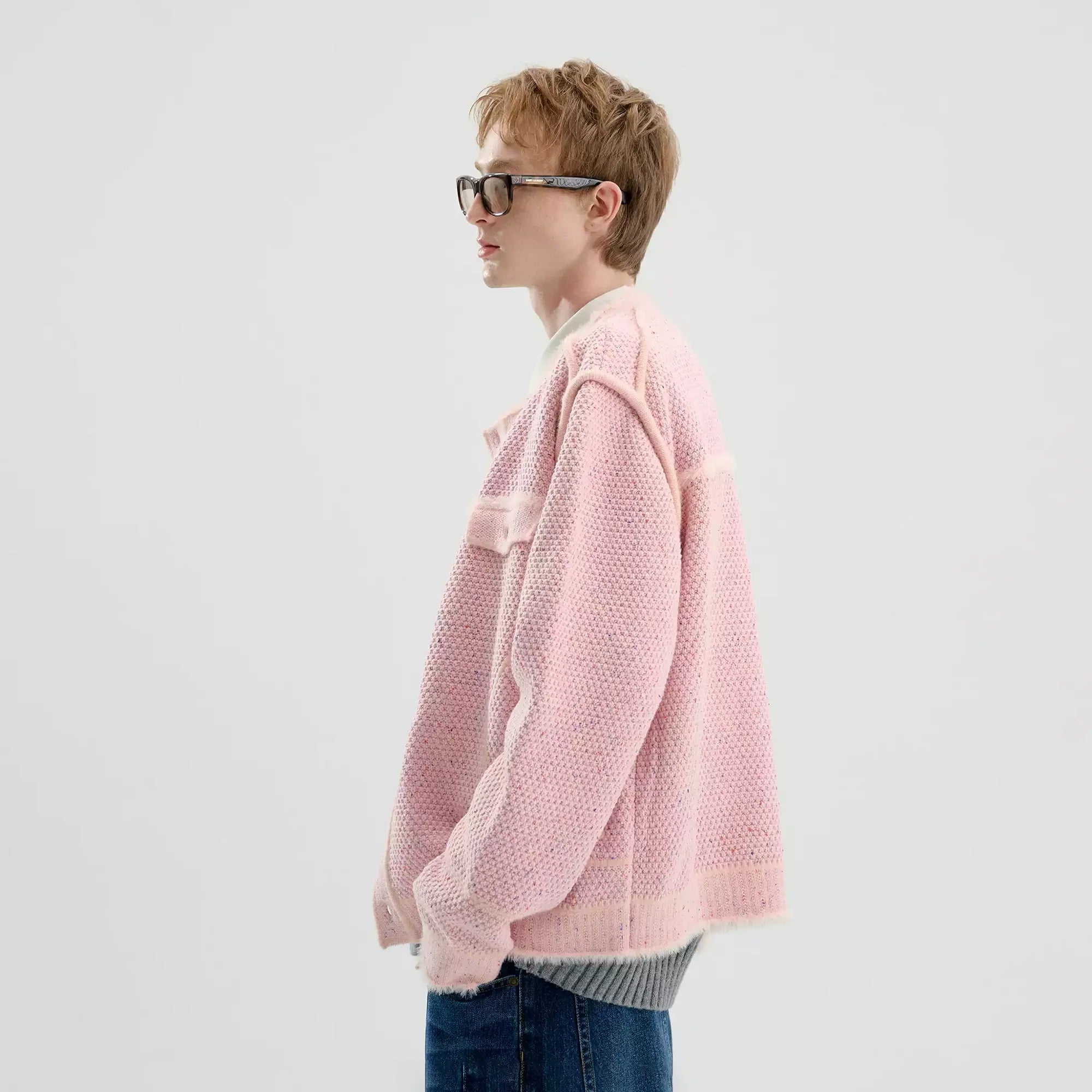 TIWILLTANG Frayed Edge Tweed Knit Jacket-Jacket-XS-Pink (Preorder)-Free Shipping Leatheretro