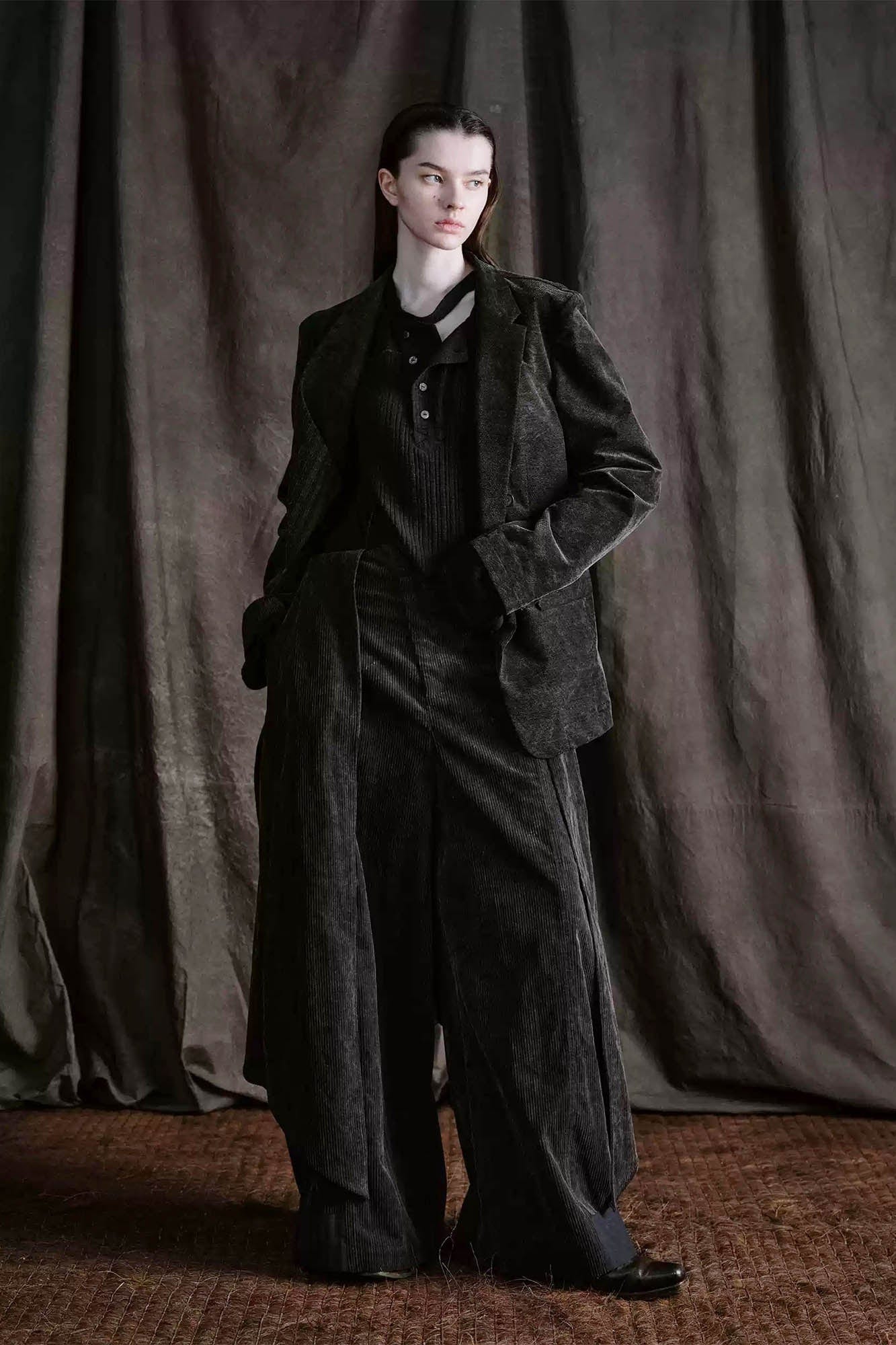 ILNya Nieternite Nifutur Distressed Corduroy Asymmetric Spliced Blazer-Jacket-S(0)-Free Shipping Leatheretro