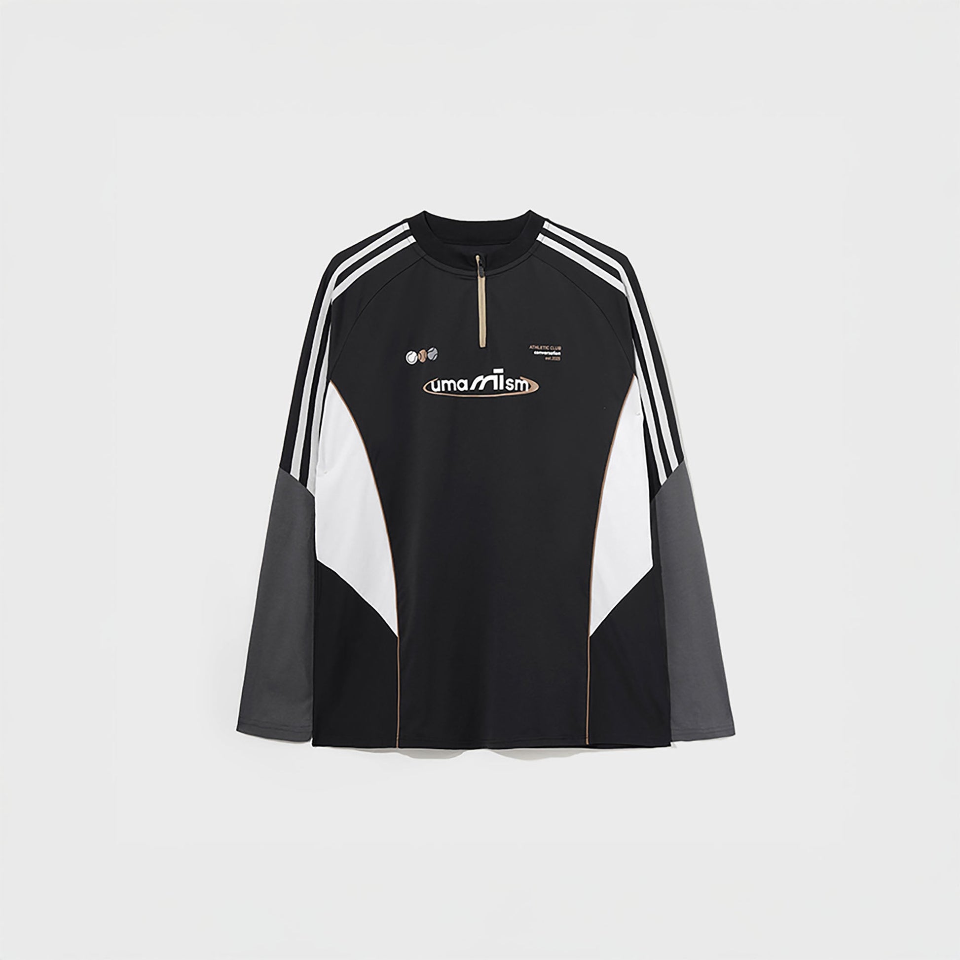 UMAMIISM Contrast Stripe Mesh-Panel Quick-Dry Long-Sleeve Tee-L/S Tee-XS-Black-Free Shipping Leatheretro