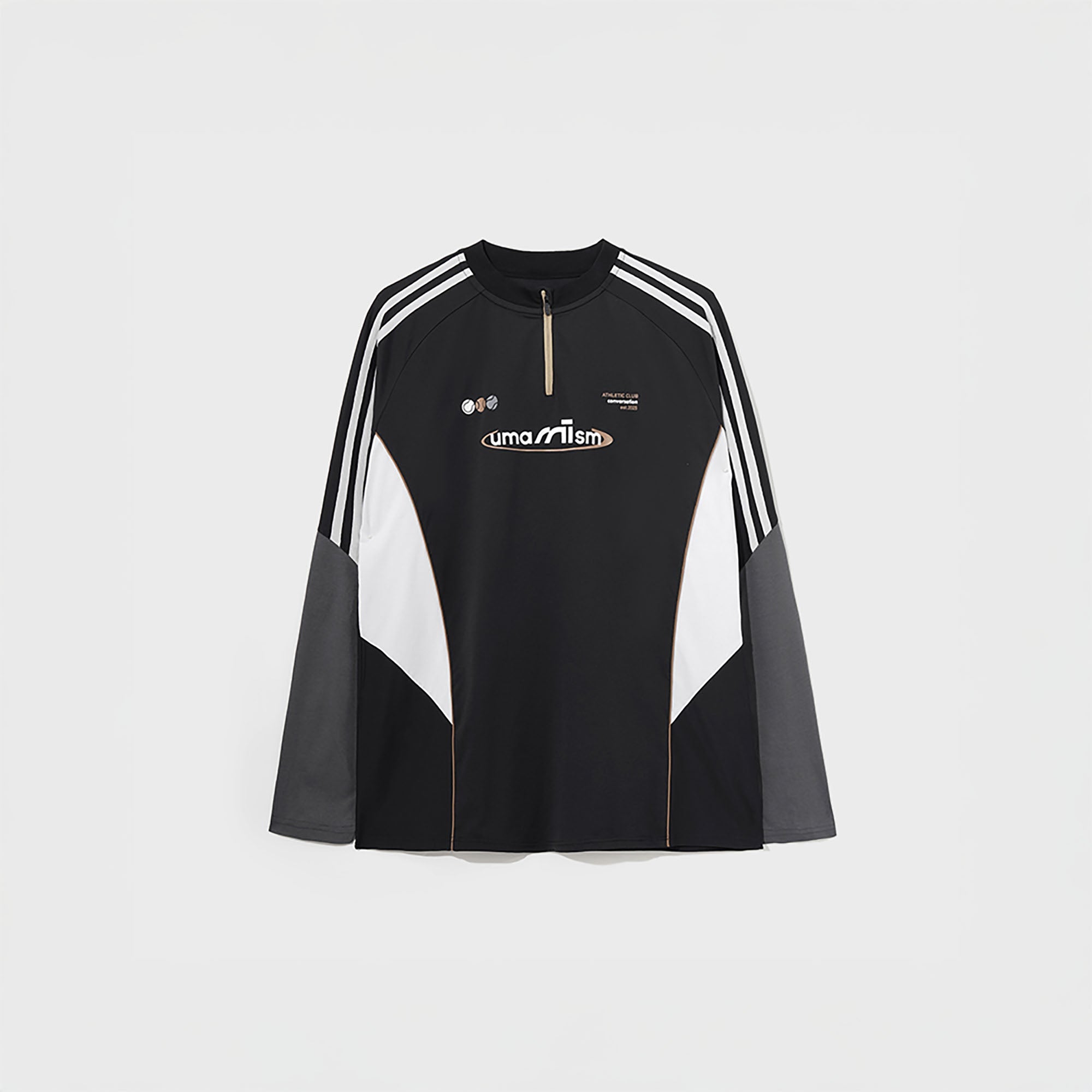 UMAMIISM Contrast Stripe Mesh-Panel Quick-Dry Long-Sleeve Tee-L/S Tee-XS-Black-Free Shipping Leatheretro