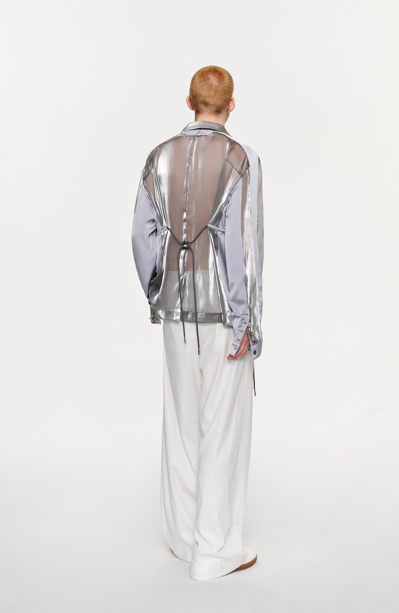 TIWILLTANG Drawstring Lustrous Paneled Blazer-Jacket-S-Free Shipping Leatheretro