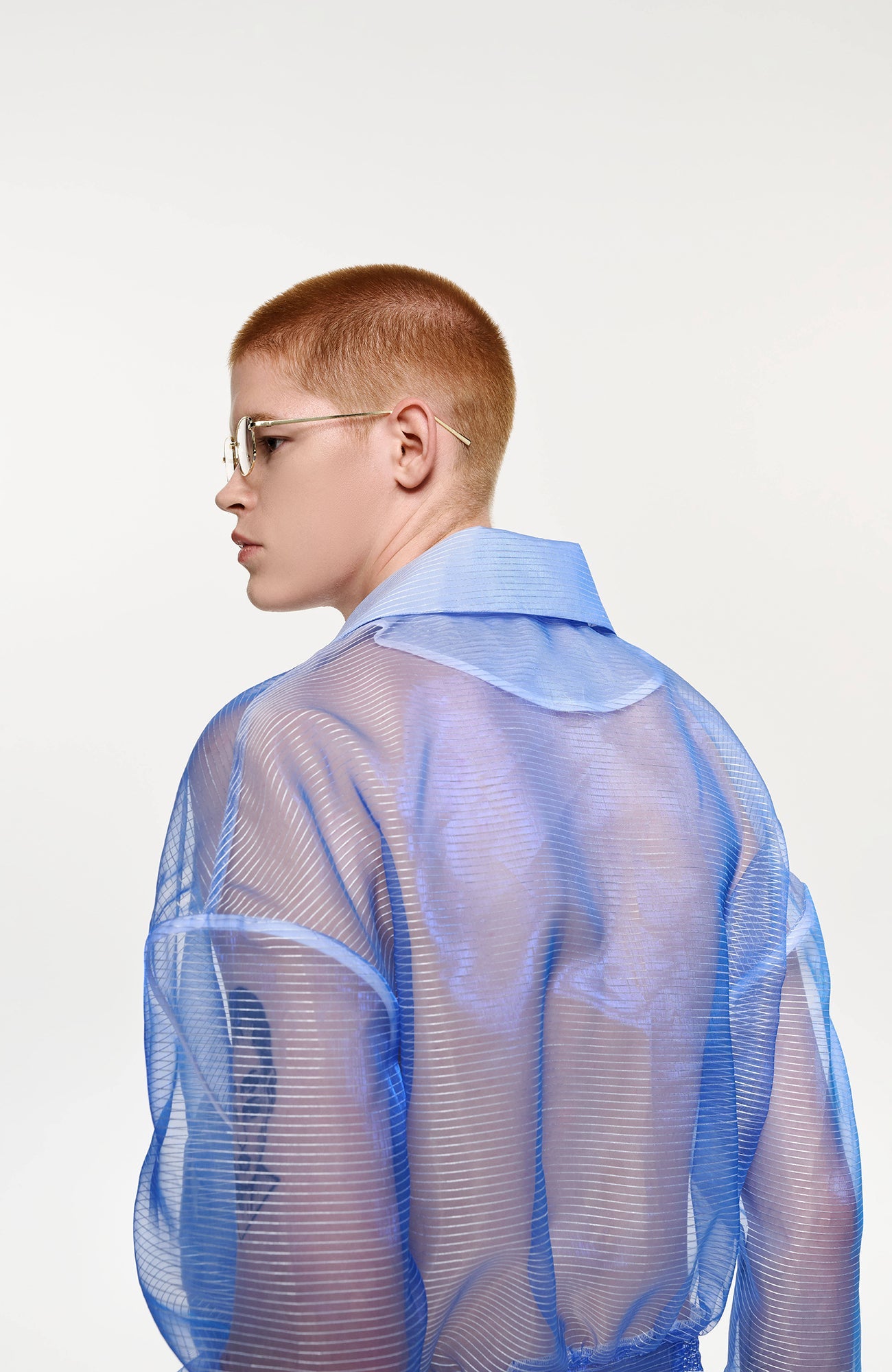 TIWILLTANG Sheer Zip-Up Cropped Jacket-Jacket-S-Blue-Free Shipping Leatheretro