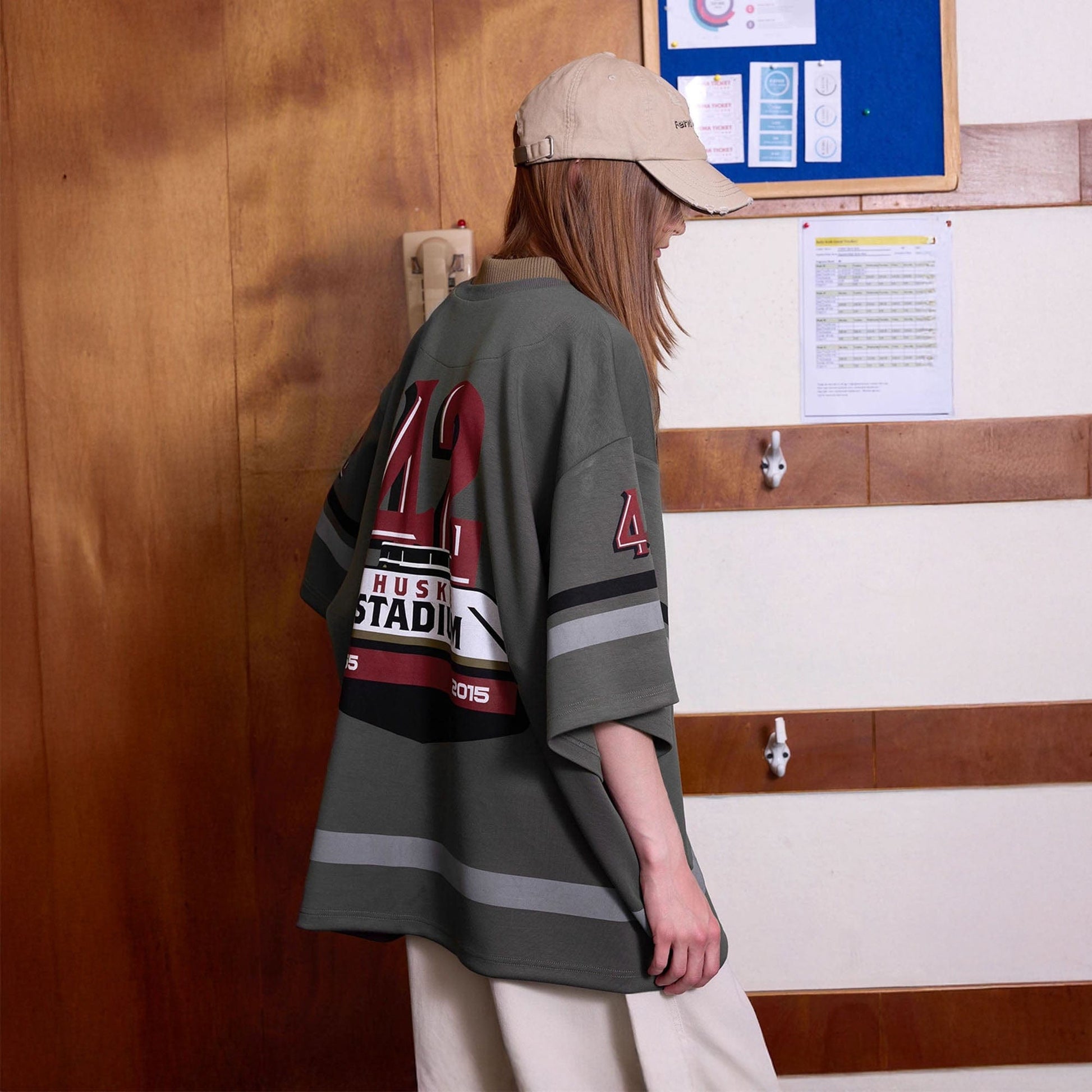 ERROR CODE ROBOT Varsity Layered Collar Oversized Huskie Tee-T Shirt-S-Free Shipping Leatheretro