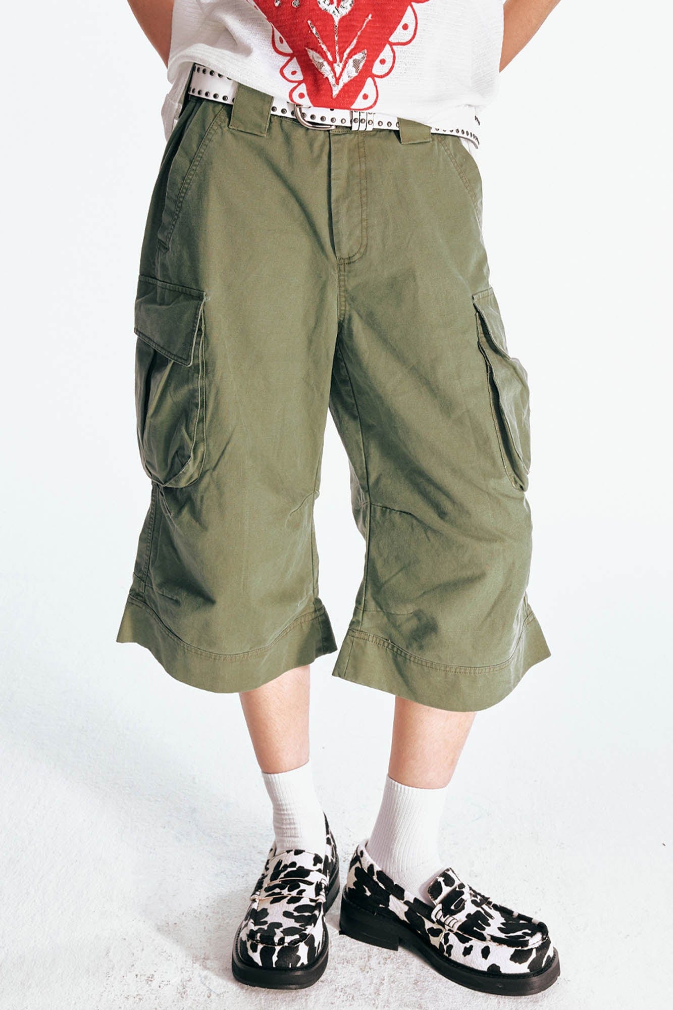 1997 POSTOFFICE Flare Hem Cargo Shorts-Shorts-S-Free Shipping Leatheretro