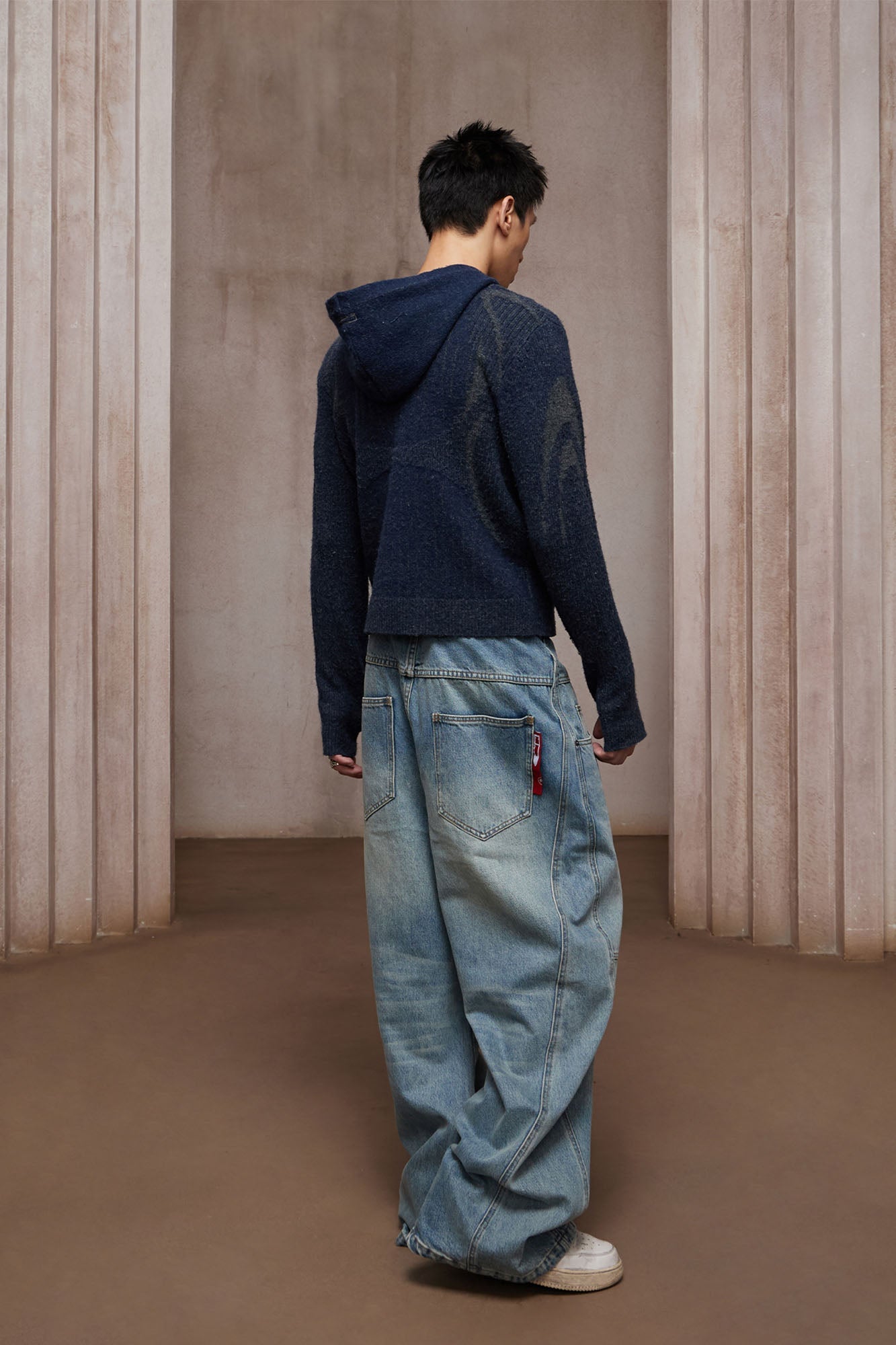 DND4DES Contrast Wool-Blend Hooded Zip Cardigan-Jacket-S-Gray (Preorder)-Free Shipping Leatheretro