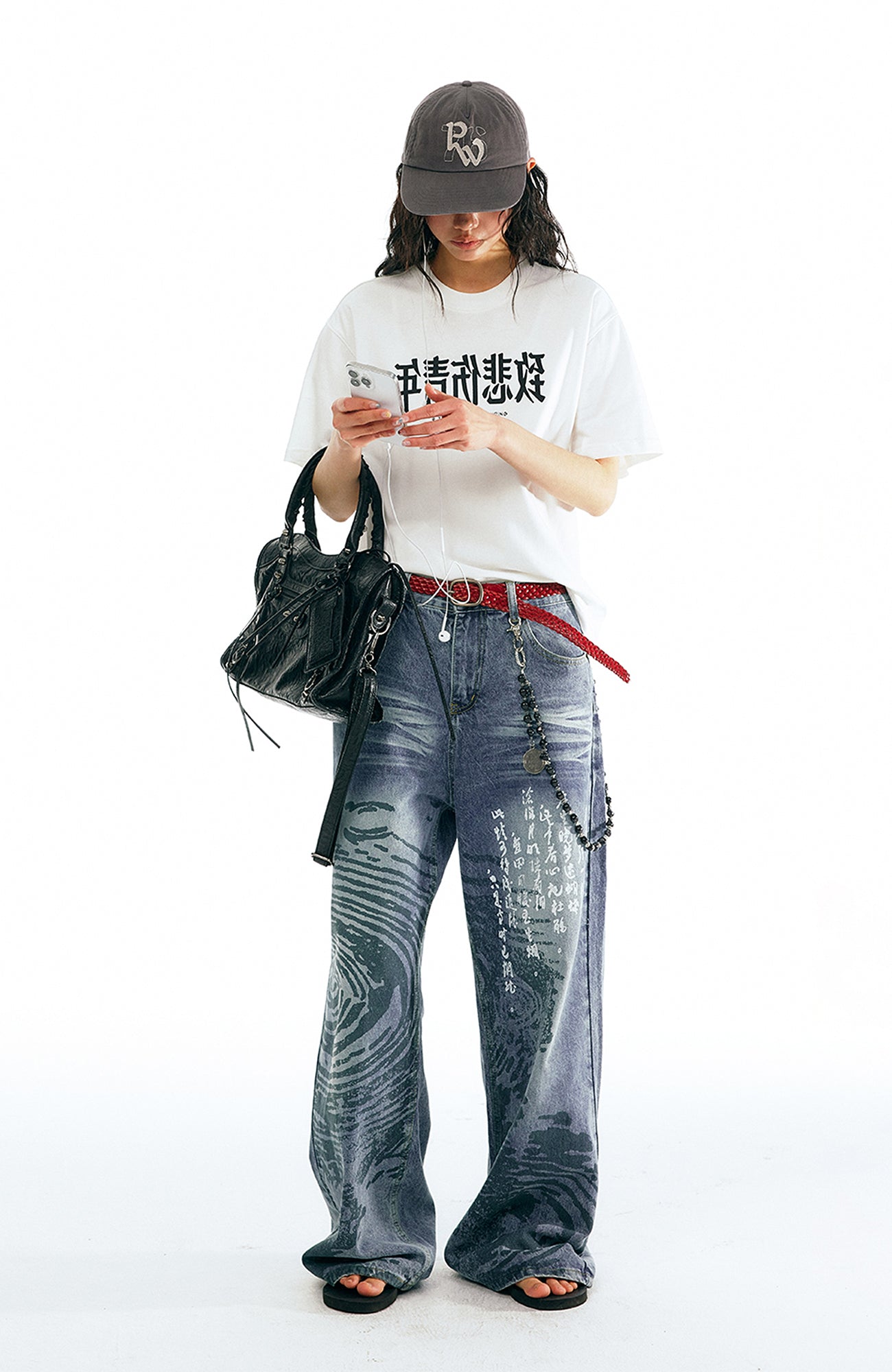 1997 POSTOFFICE Poetry Graphic Straight-Leg Jeans-Jeans-S-Free Shipping Leatheretro