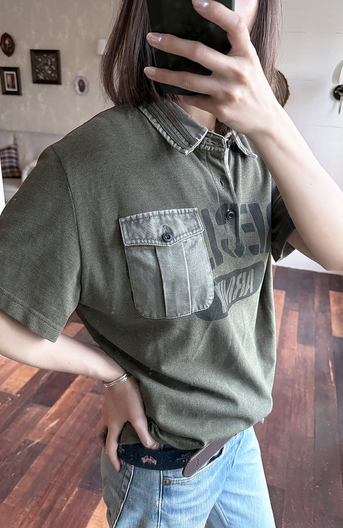 TRECLUB Faded Military LOGO Polo T-Shirt-T Shirt-S (Preorder)-Free Shipping Leatheretro